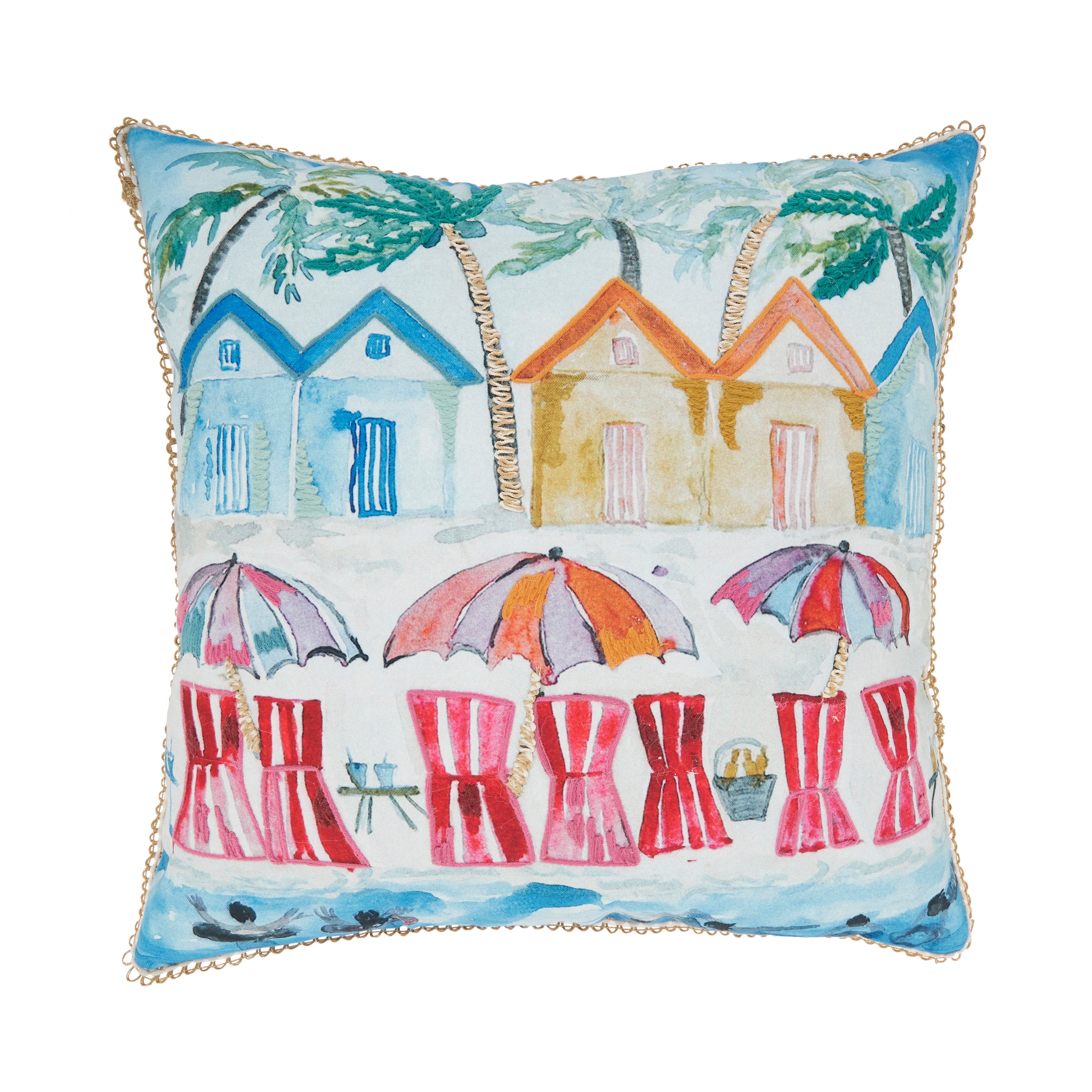 Coastal Outdoor Beach Polyester Filled Throw Pillow