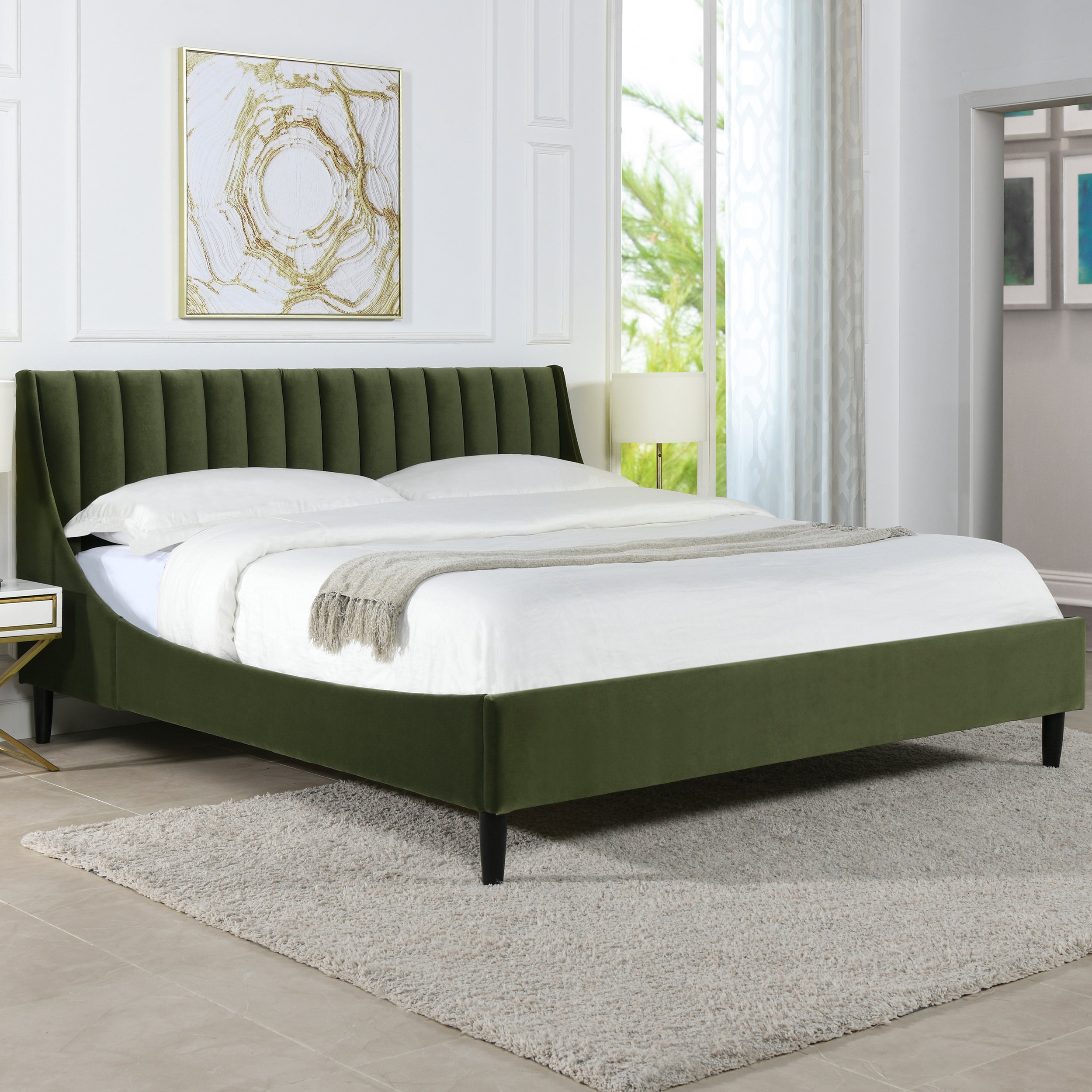 Asphodel Upholstered Platform Bed with Channel Tufted Headboard