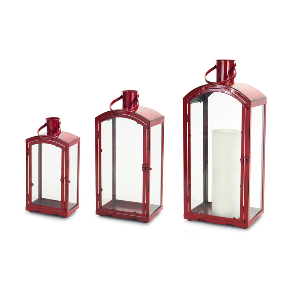 Rustic-Red-Curved-Top-Lantern-(set-of-3)-Red-decorative