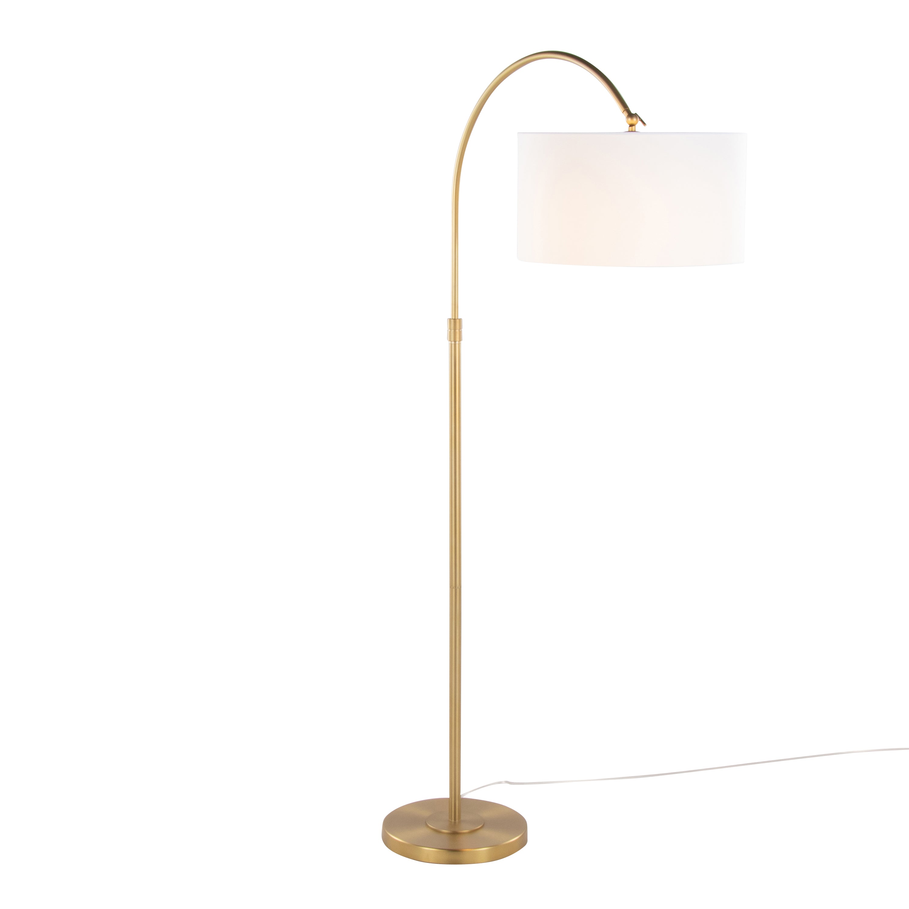 63" Floor Lamp with Drum Shade and Arched Metal Neck