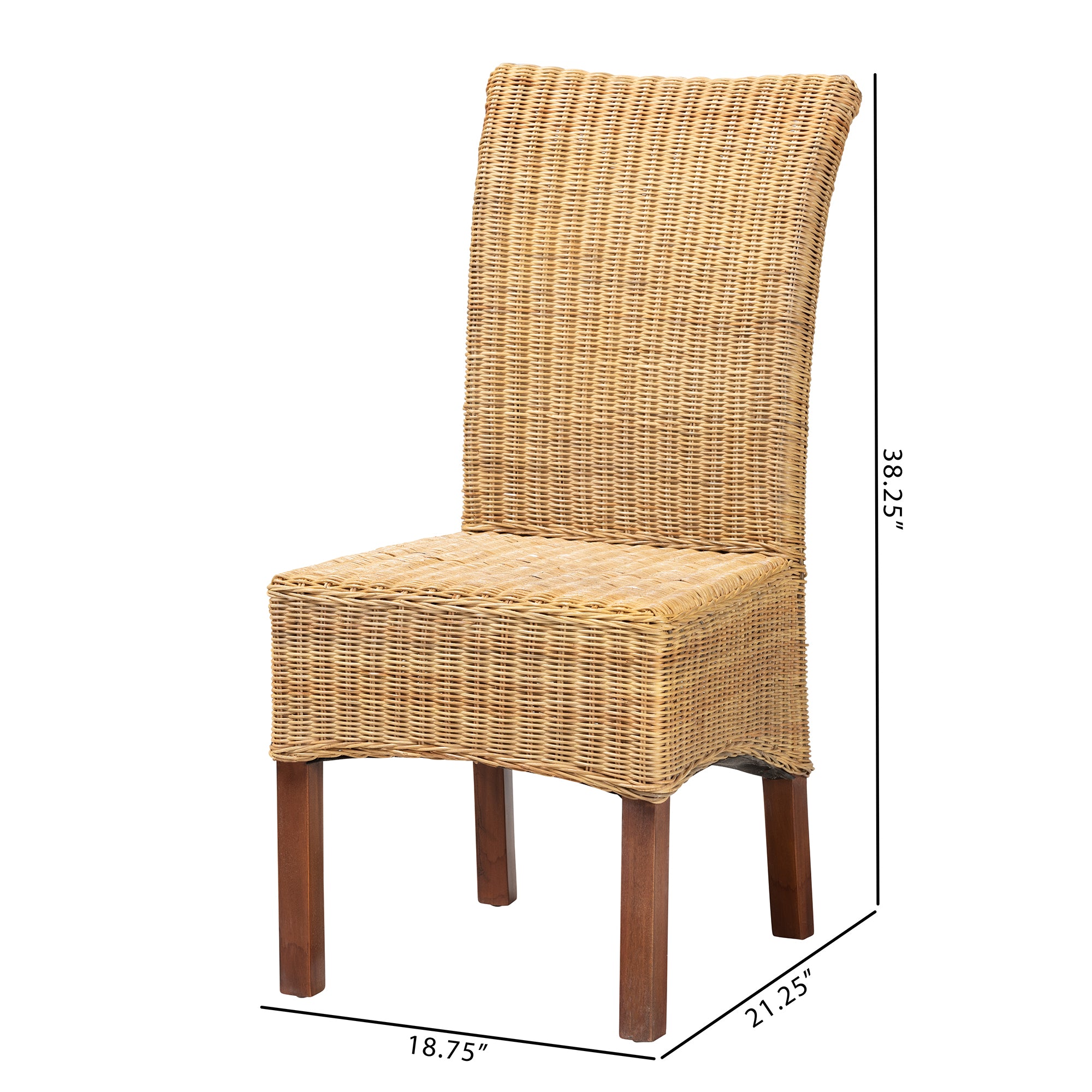 Therese Rattan and Mahogany Wood Dining Chair