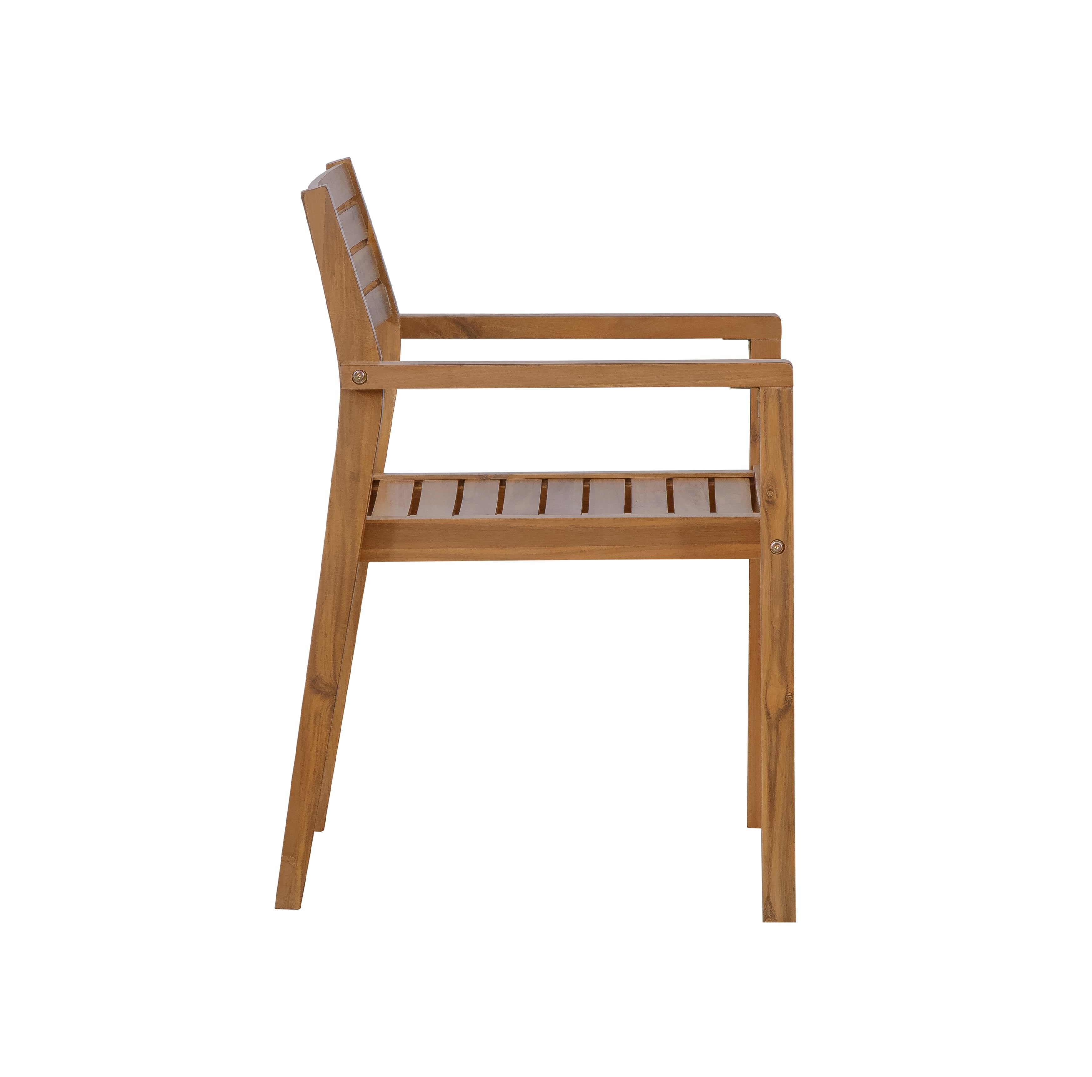 5-Piece Outdoor Dining Set with 4 Acacia Wood Chairs, 47.2" Round Dining Table with Slatted Design