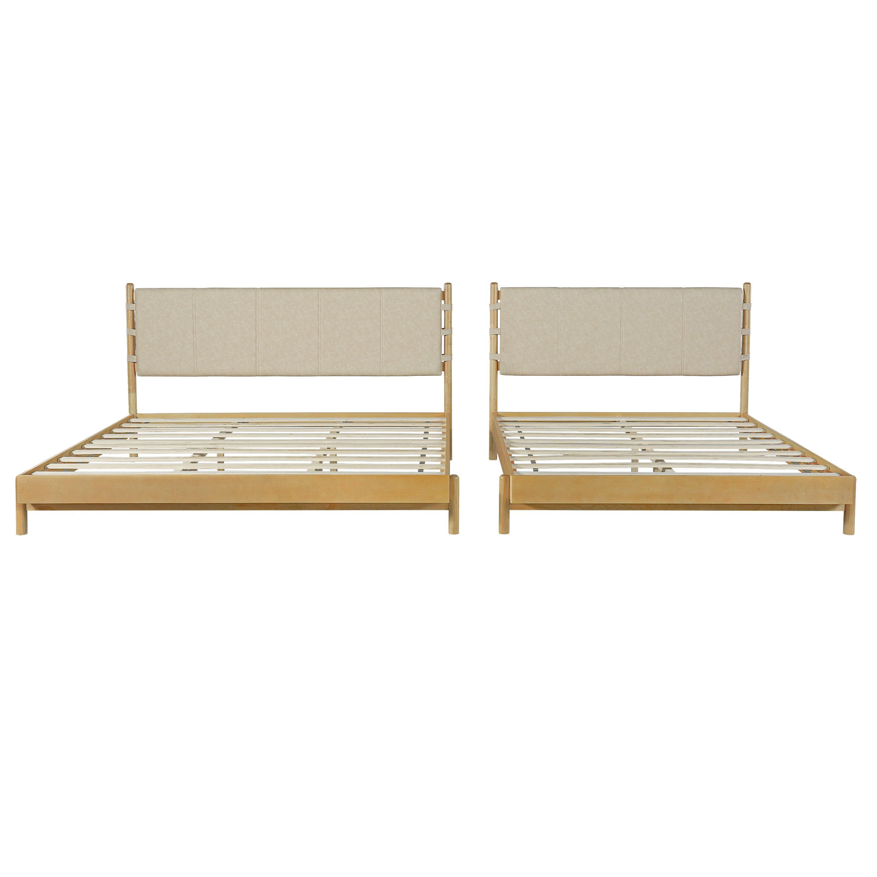 Premium Rubber Wood Platform Bed Frame with Headboard