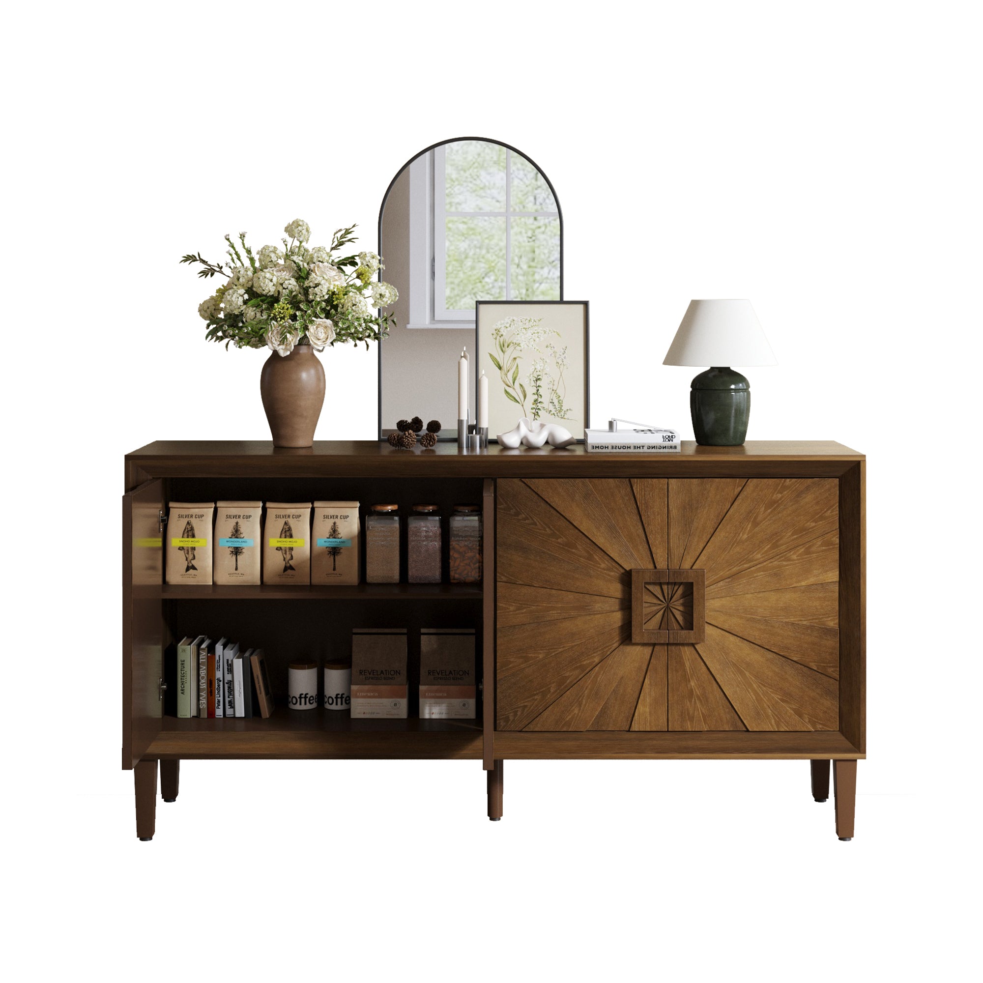 Sunburst Storage Cabinet with Adjustable Shelves