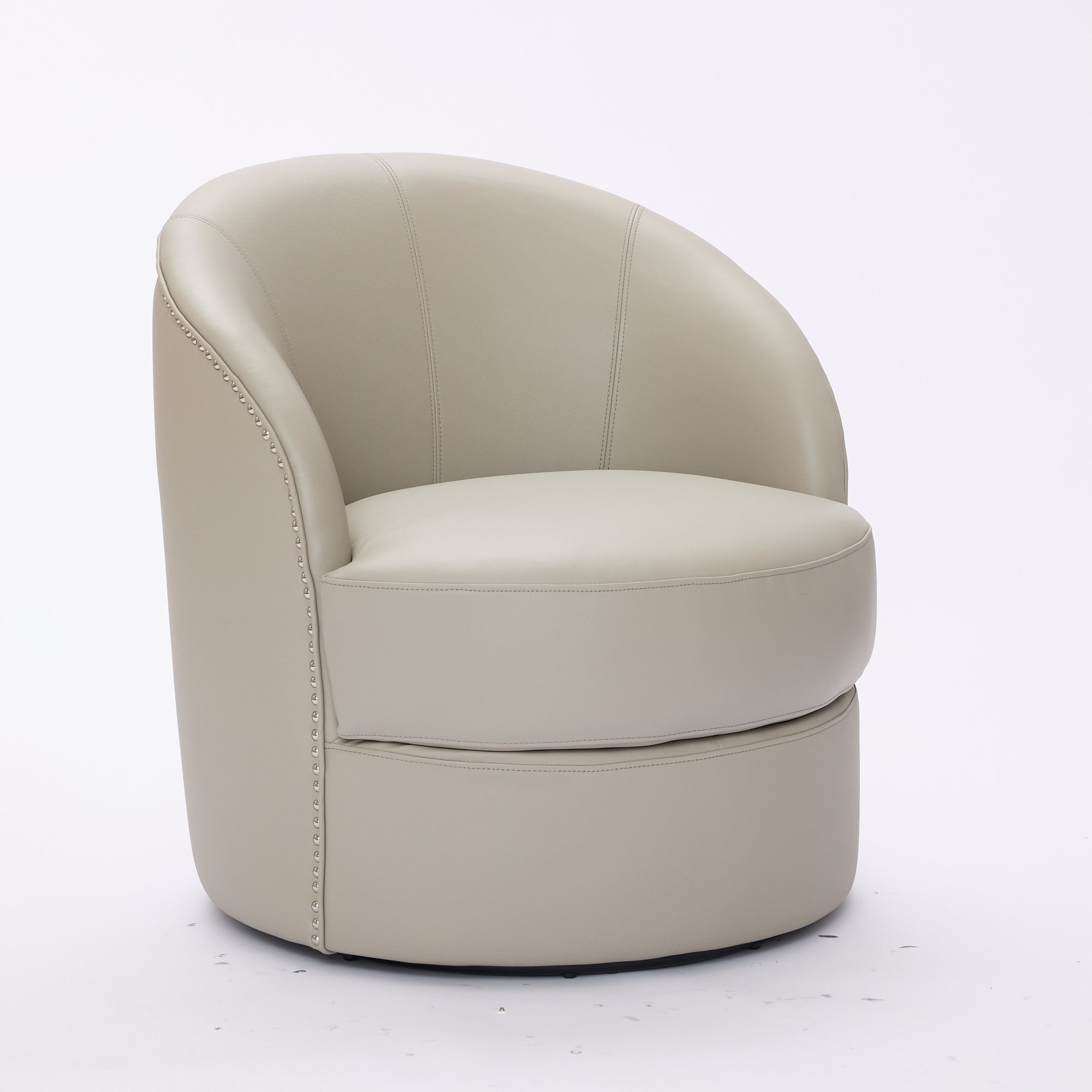 Top-Grain Leather Swivel Accent Chair