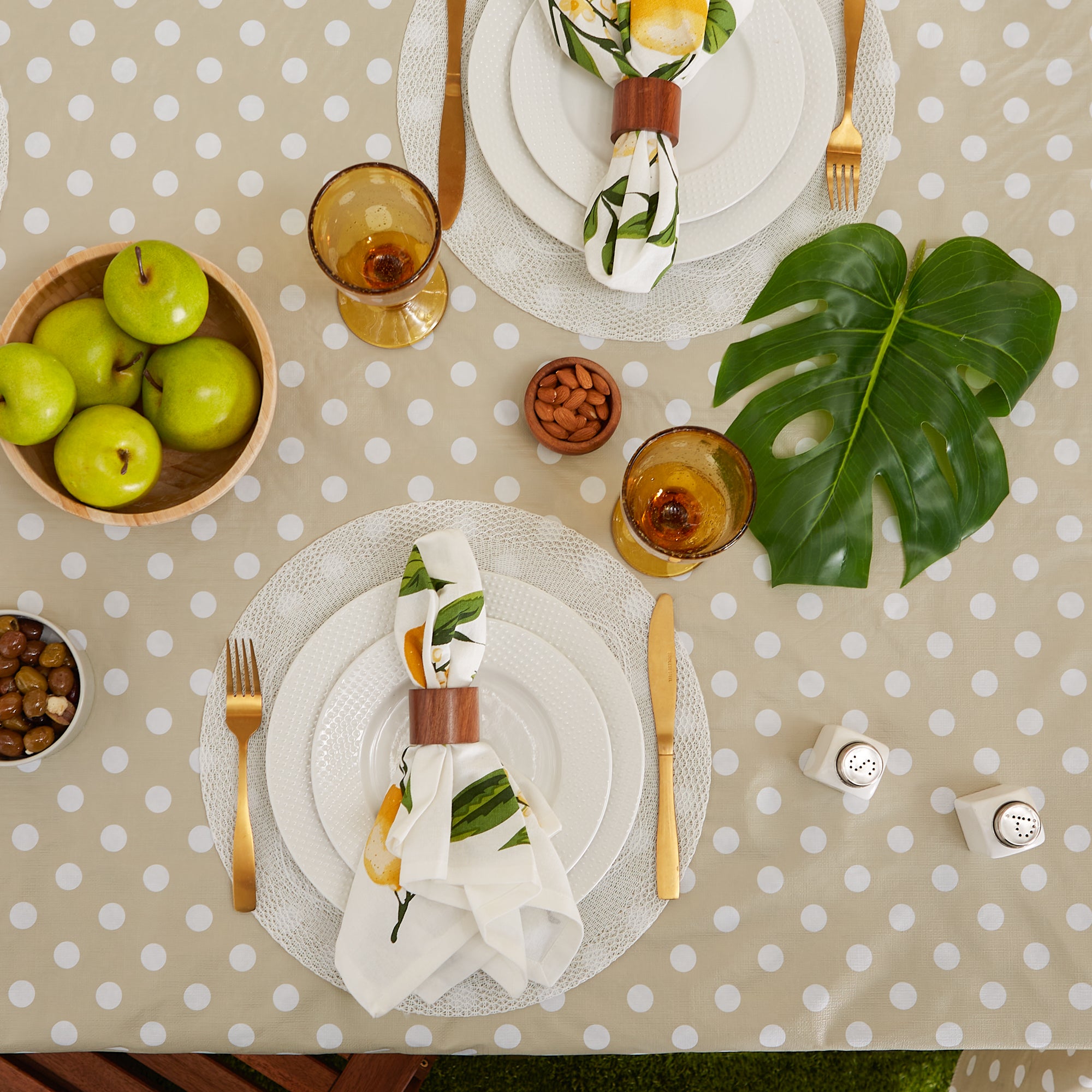 Natural Polka Dot Tablecloth