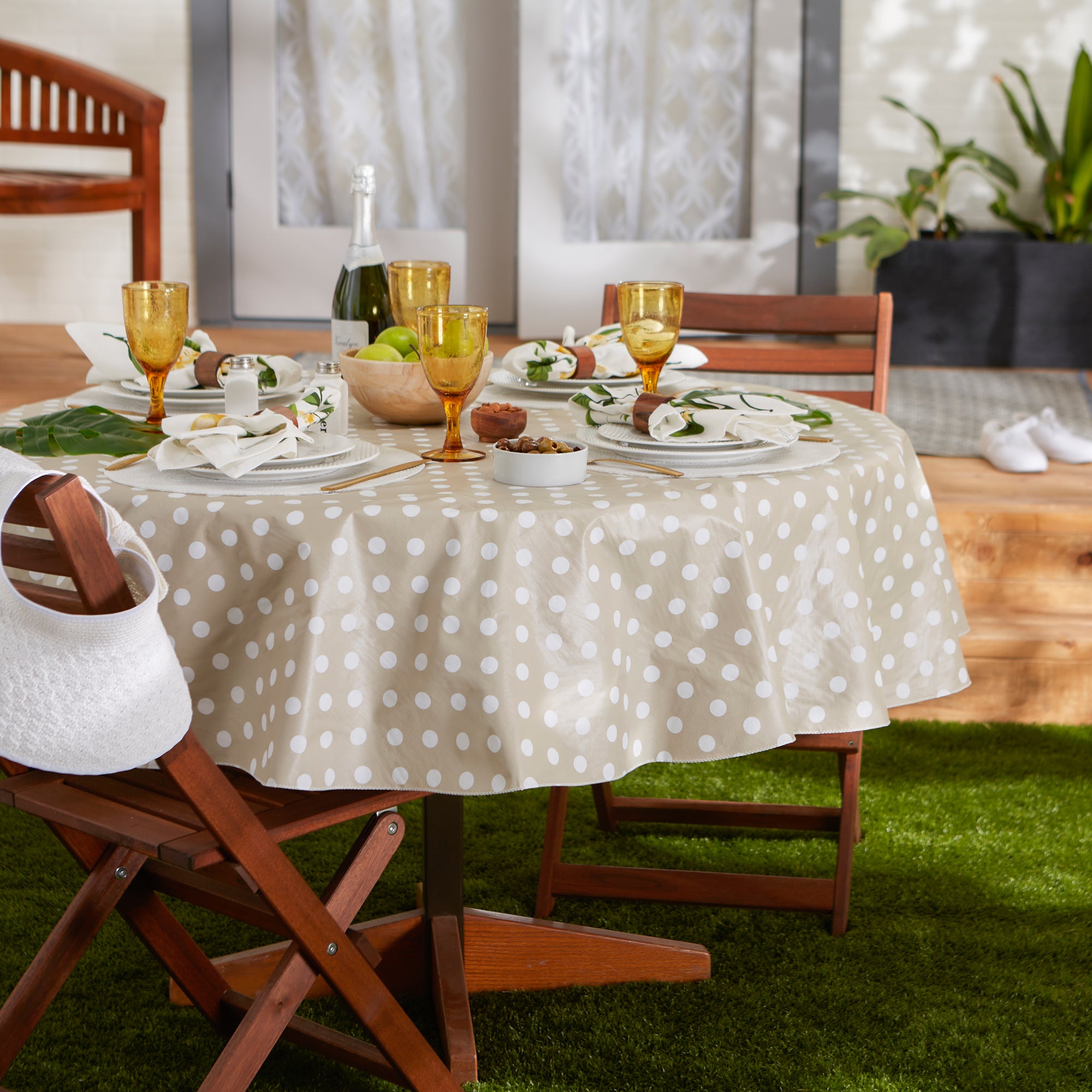 Natural Polka Dot Tablecloth