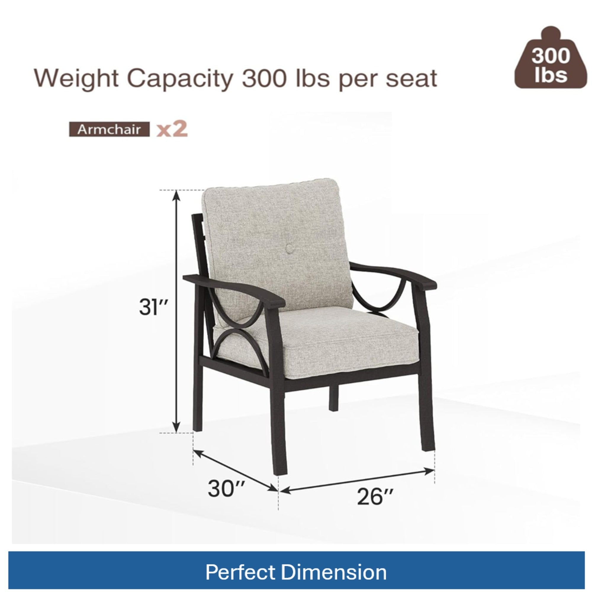 Marisol 5 Piece Metal Patio Furniture Set with Loveseat
