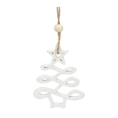 Wood Tree Tag Ornament with Beaded Hanger (Set of 9)