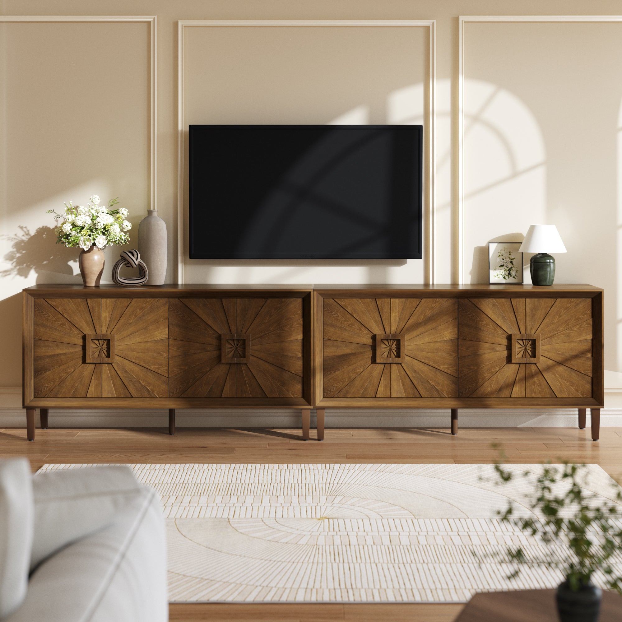 Sunburst Storage Cabinet with Adjustable Shelves