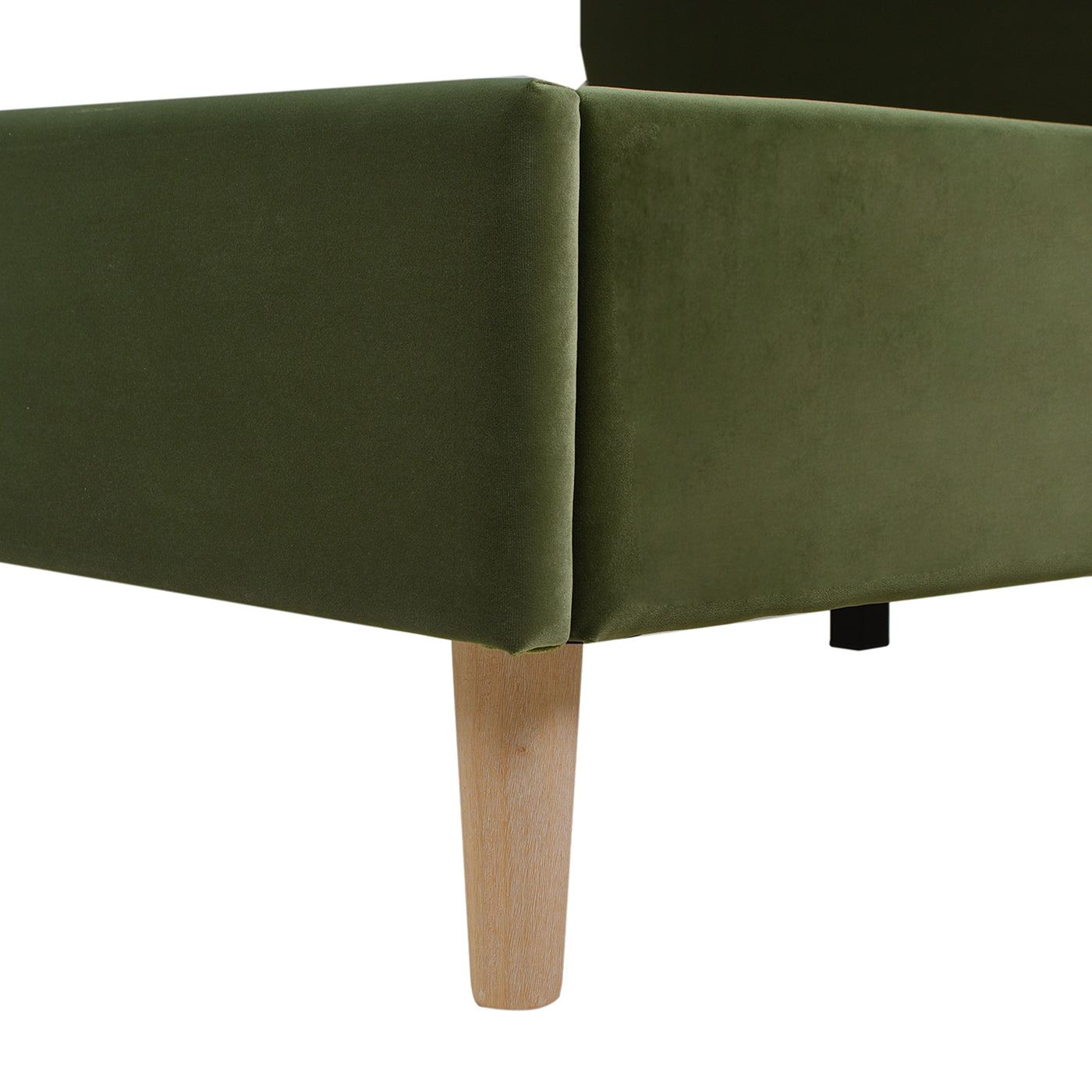 Essencee Upholstered Platform Bed with Wavy Headboard and Wood Legs