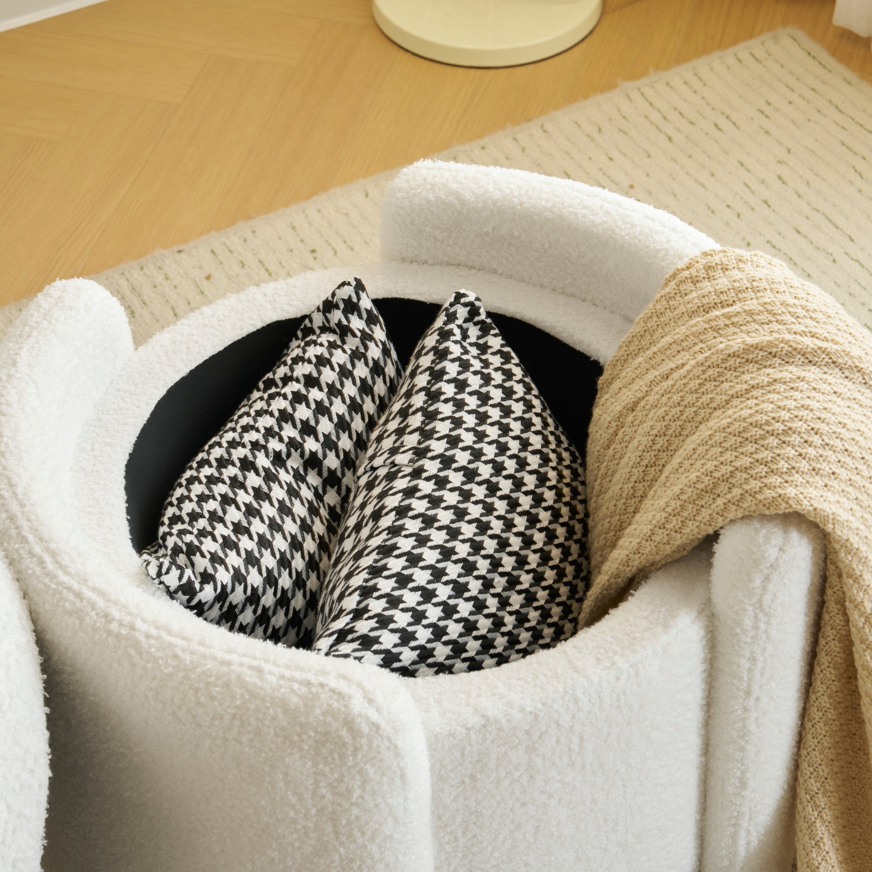 Cozy Boucle Storage Ottoman
