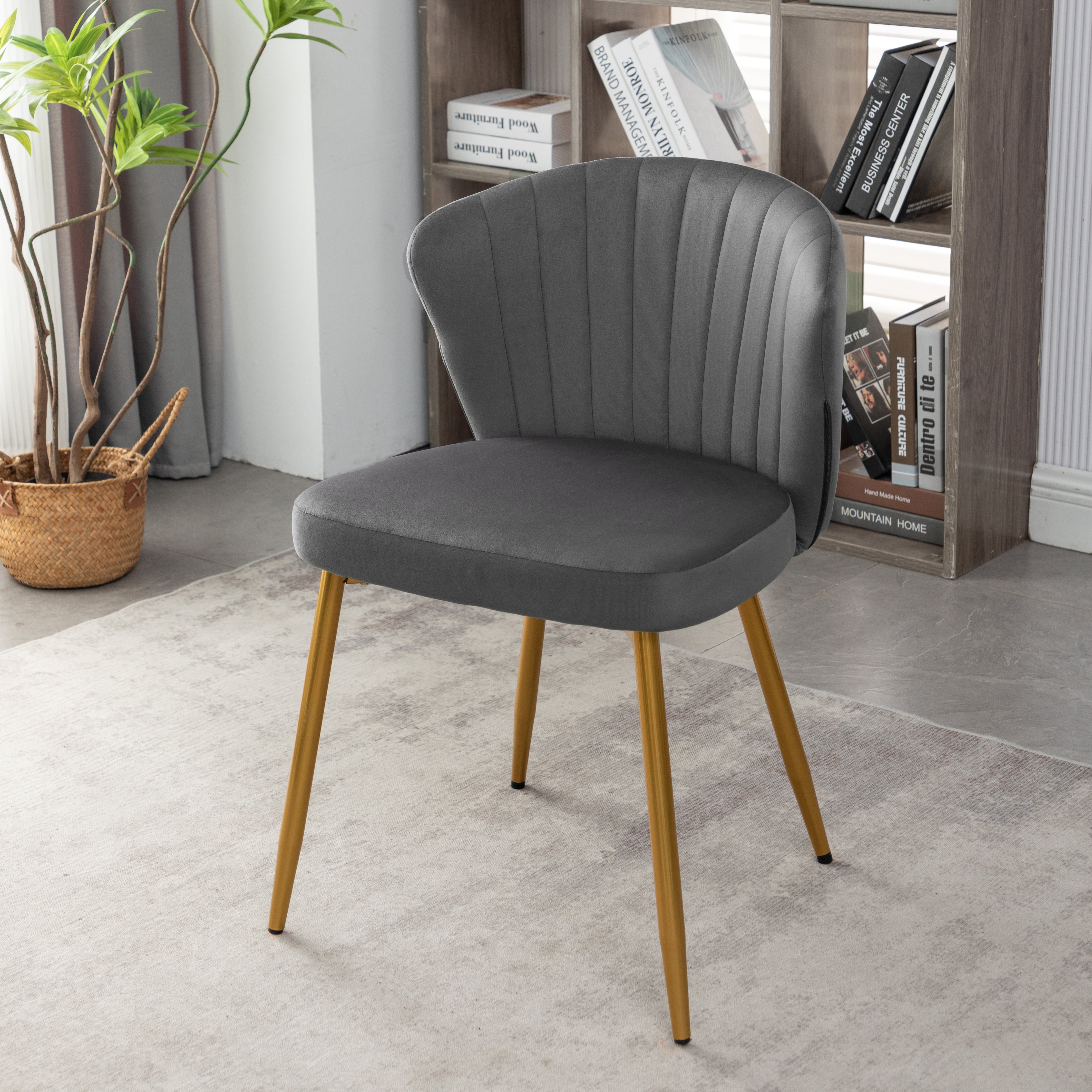 Modern Channel Velvet Armless Accent Chair with Gold Metal Legs