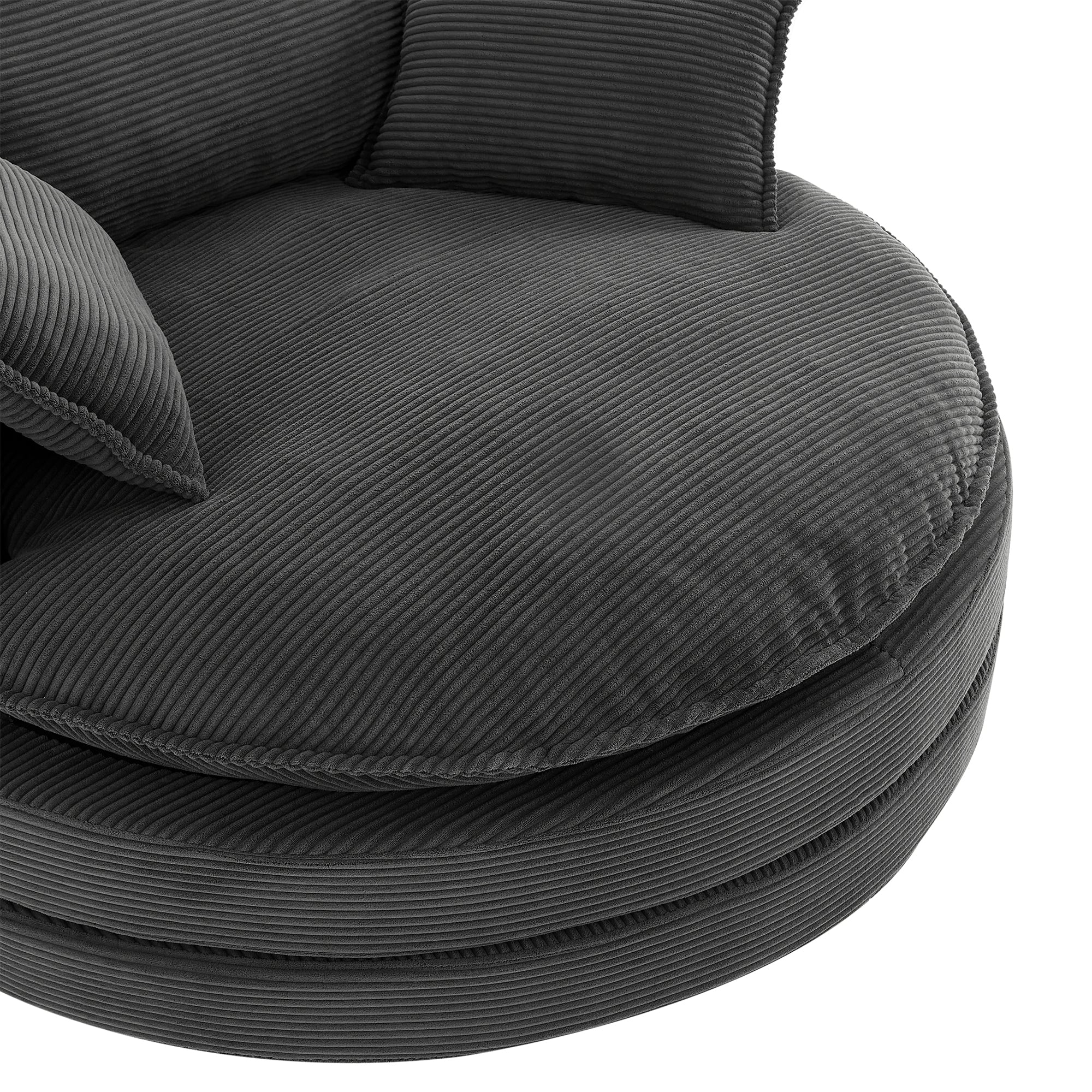 Corduroy 360° Swivel Accent Barrel Chair with 3 Removable Pillows