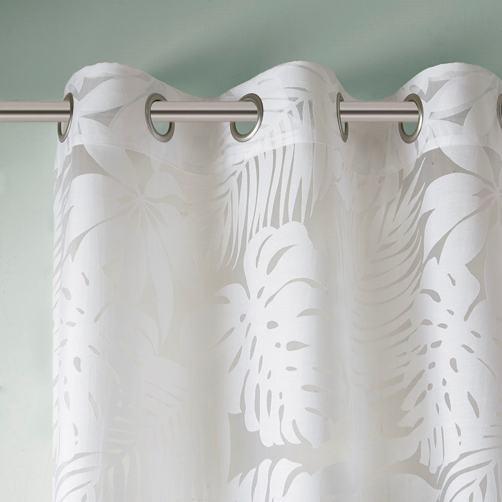 Leilani Palm Leaf Burnout Window Sheer White