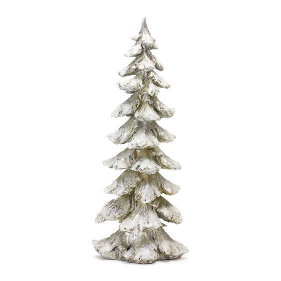 Frosted Pine Tree Décor with Silver Finish, Set of 4