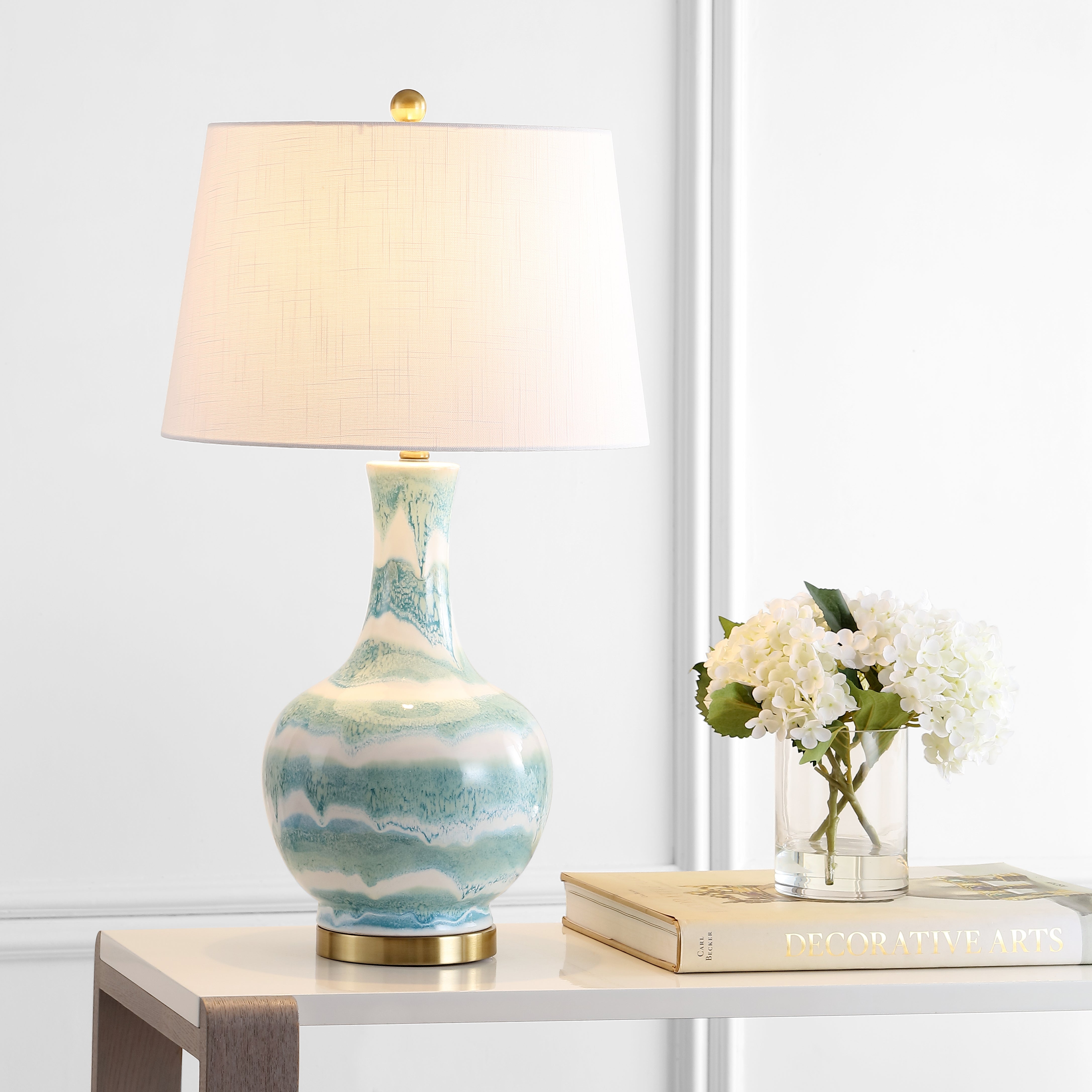 Tucker Striped Ceramic/Metal LED Table Lamp
