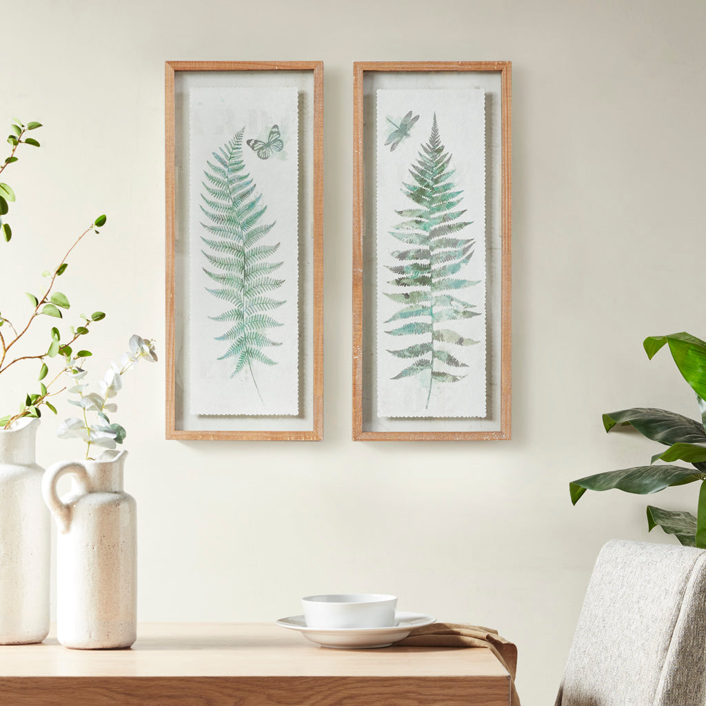 2-Piece Wood Wall Art Set with Glass Frame
