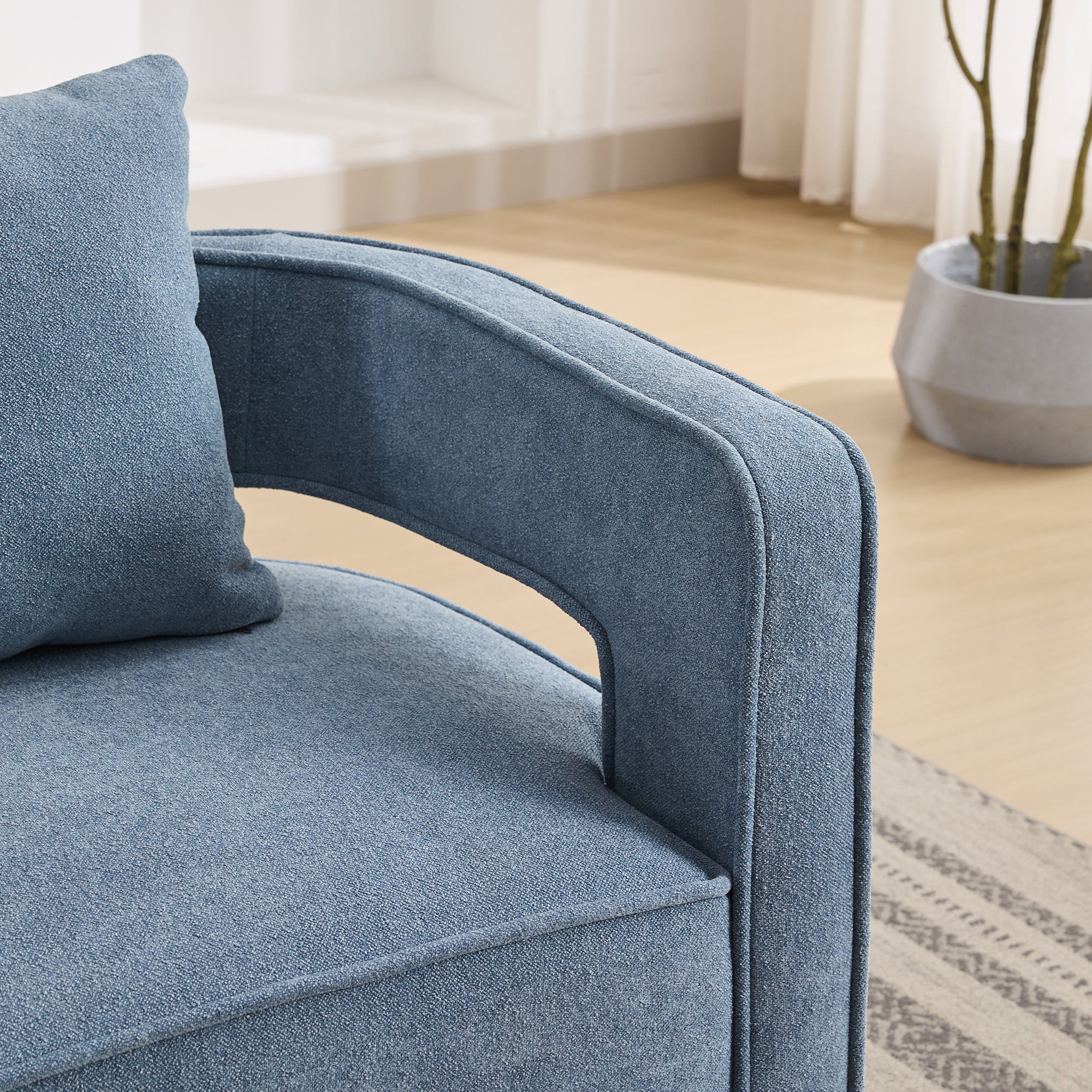 Fernleigh Swivel Accent Open Back Barrel Chair With Weathered Base