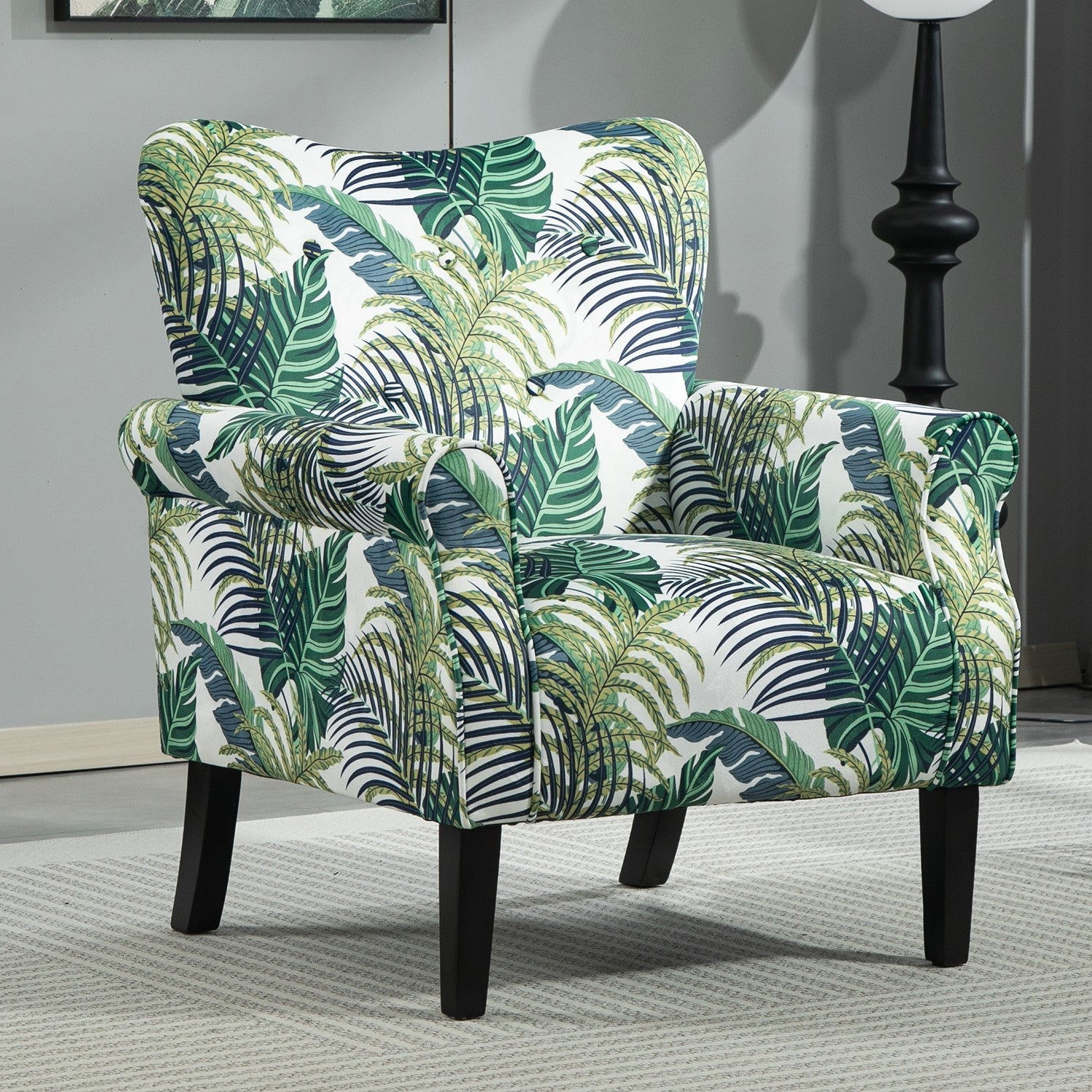 Palm Pattern  Wingback Accent Chair