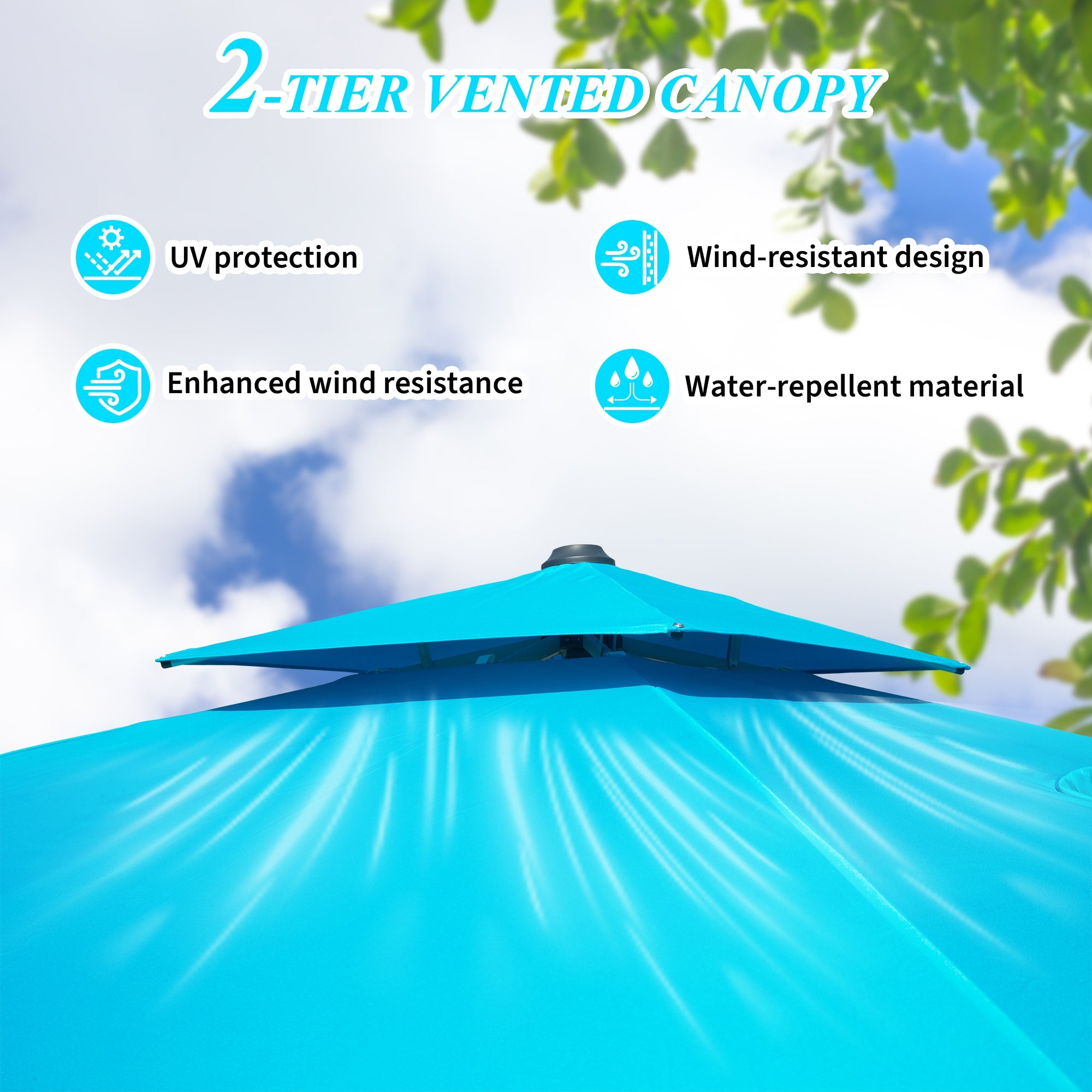 10'X10' Square Cantilever Umbrella with Center Pole, Base Not Included