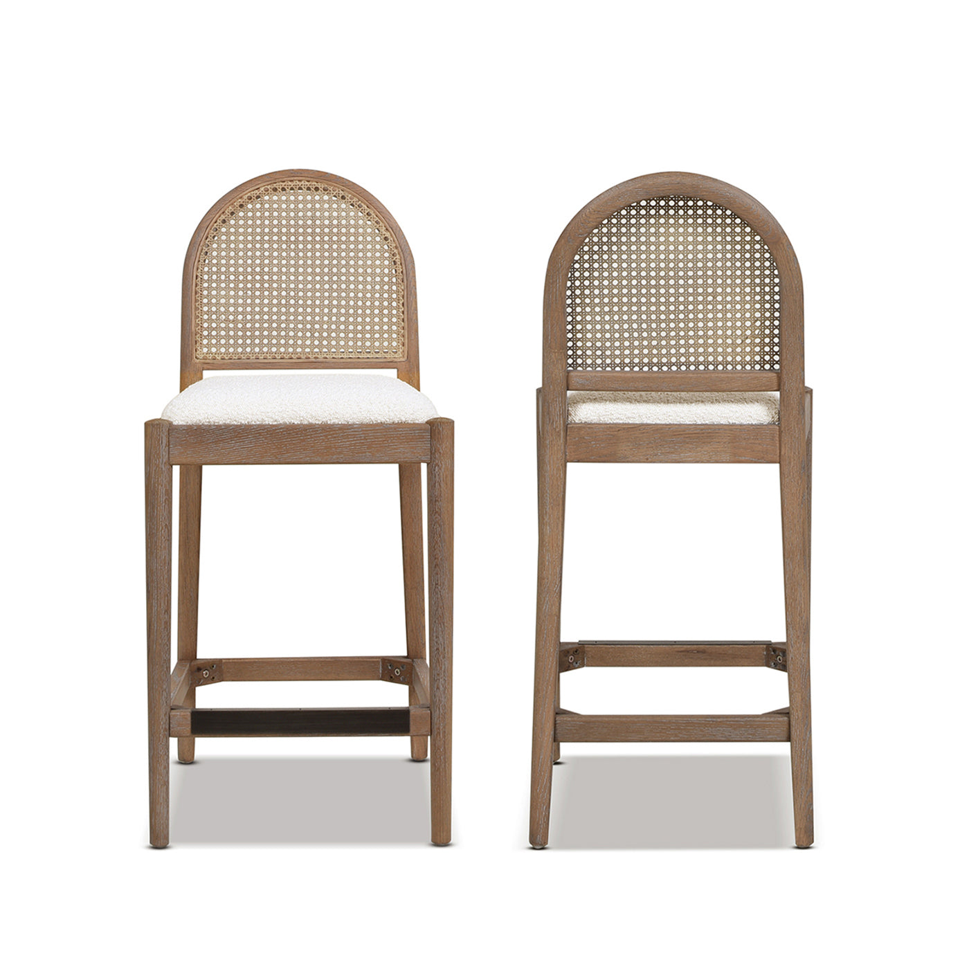 Arlin Upholstered Stool with Curved Back and Footrest, Set of 2