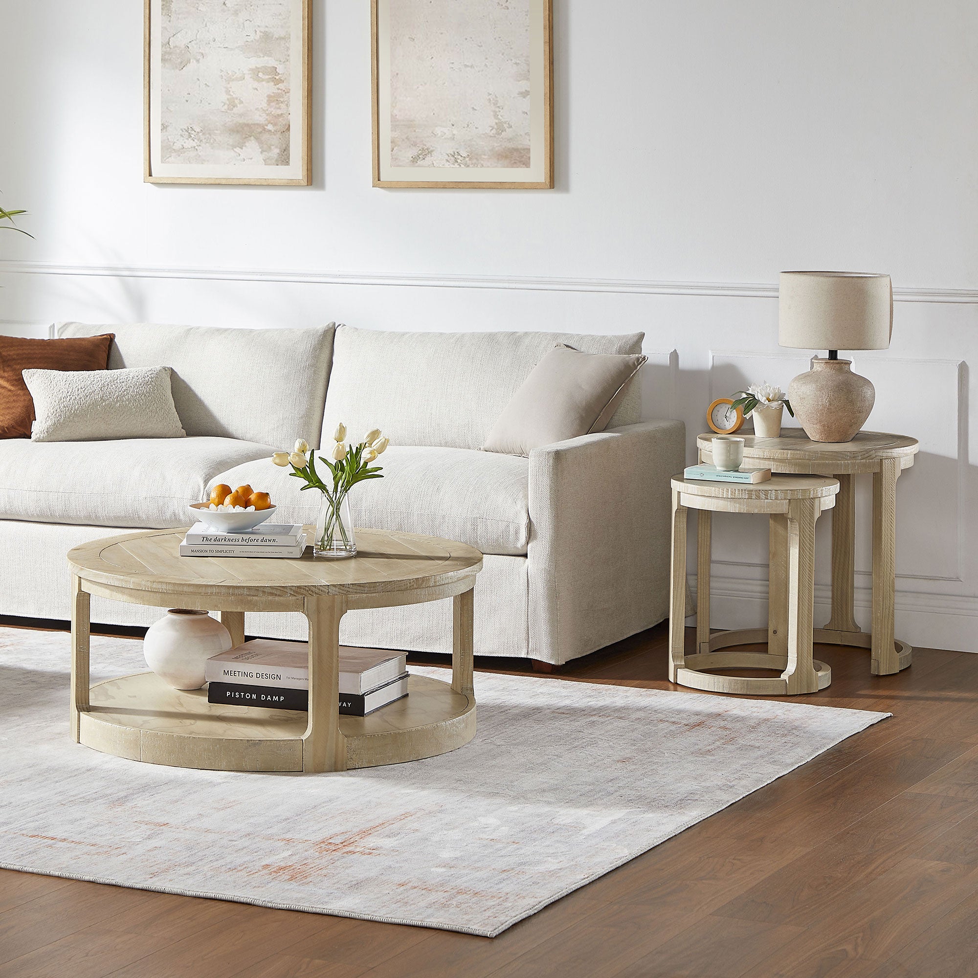 Modern Farmhouse Set of 2 Nesting Accent Tables