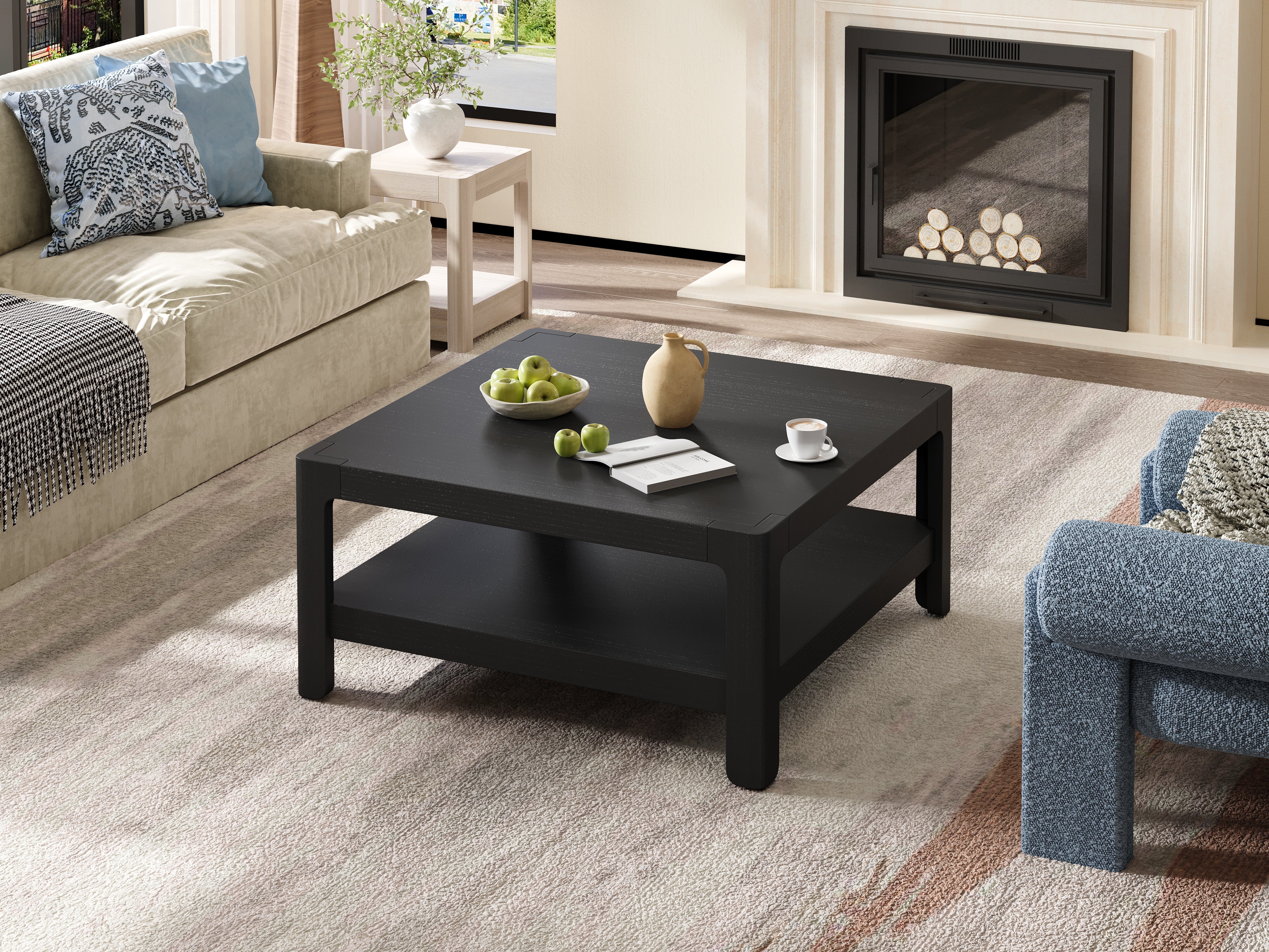 Modern Farmhouse Coffee Table with Soft Rounded Profile