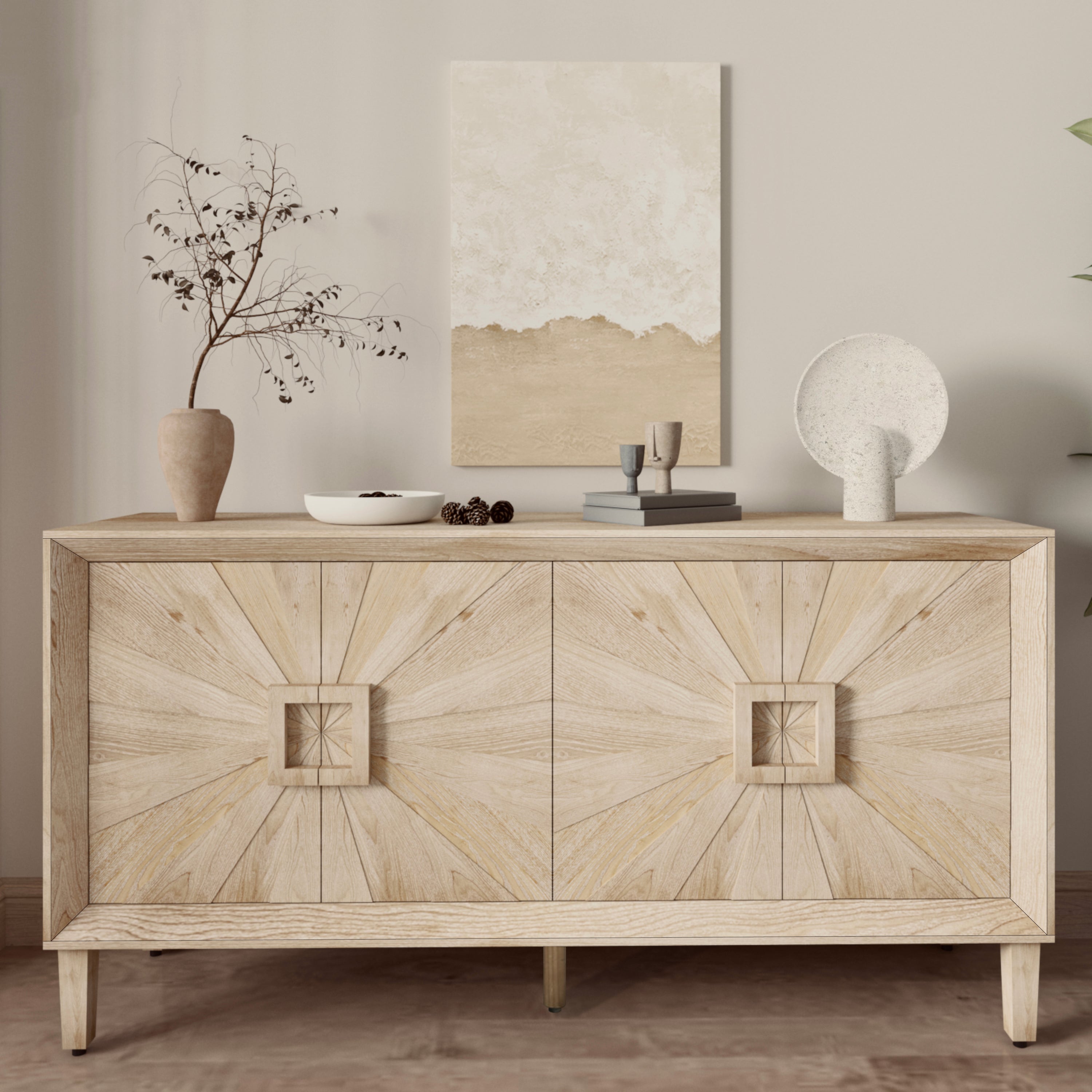 Sunburst Storage Cabinet with Adjustable Shelves