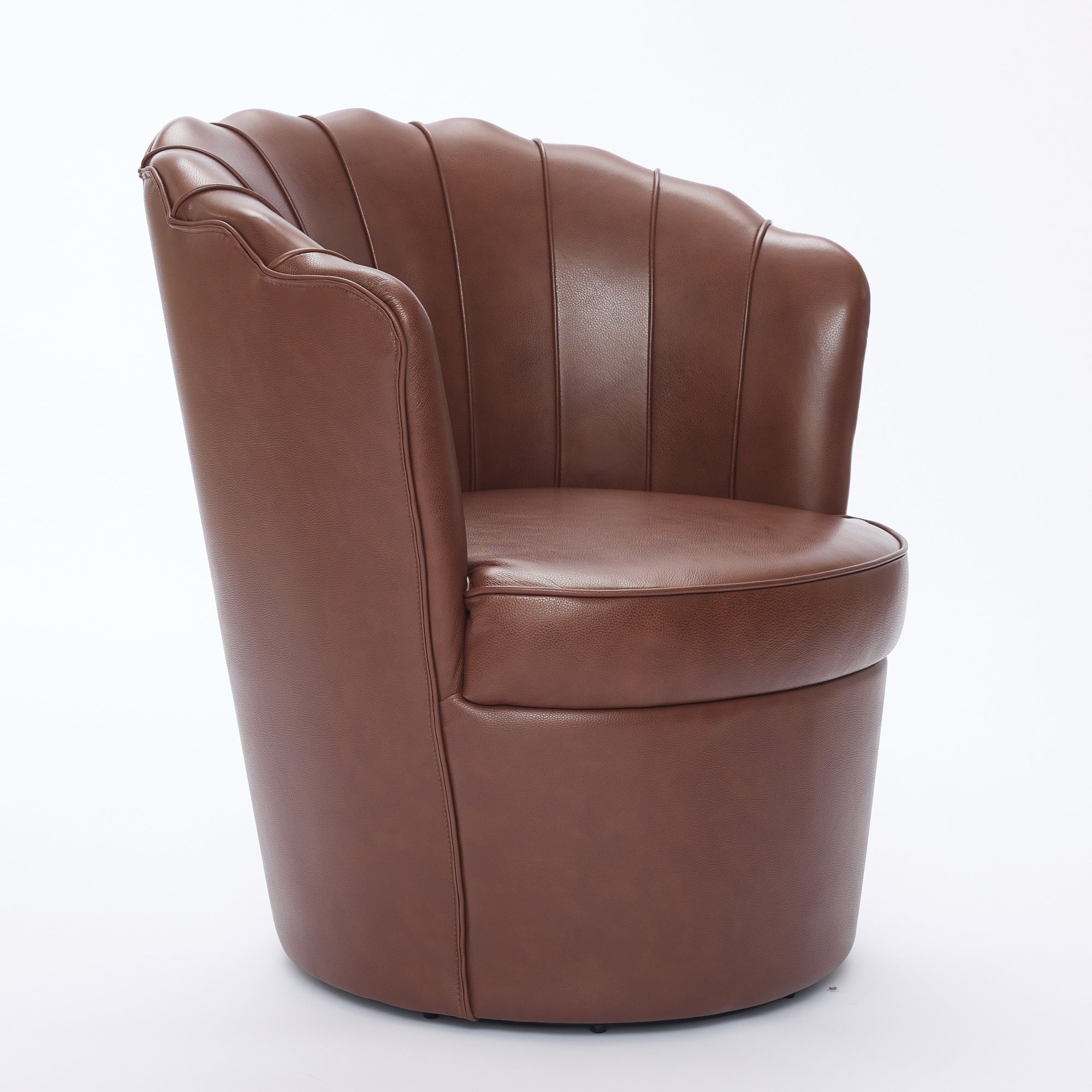 Genuine Top-Grain Leather Swivel Wing-Back Accent Chair