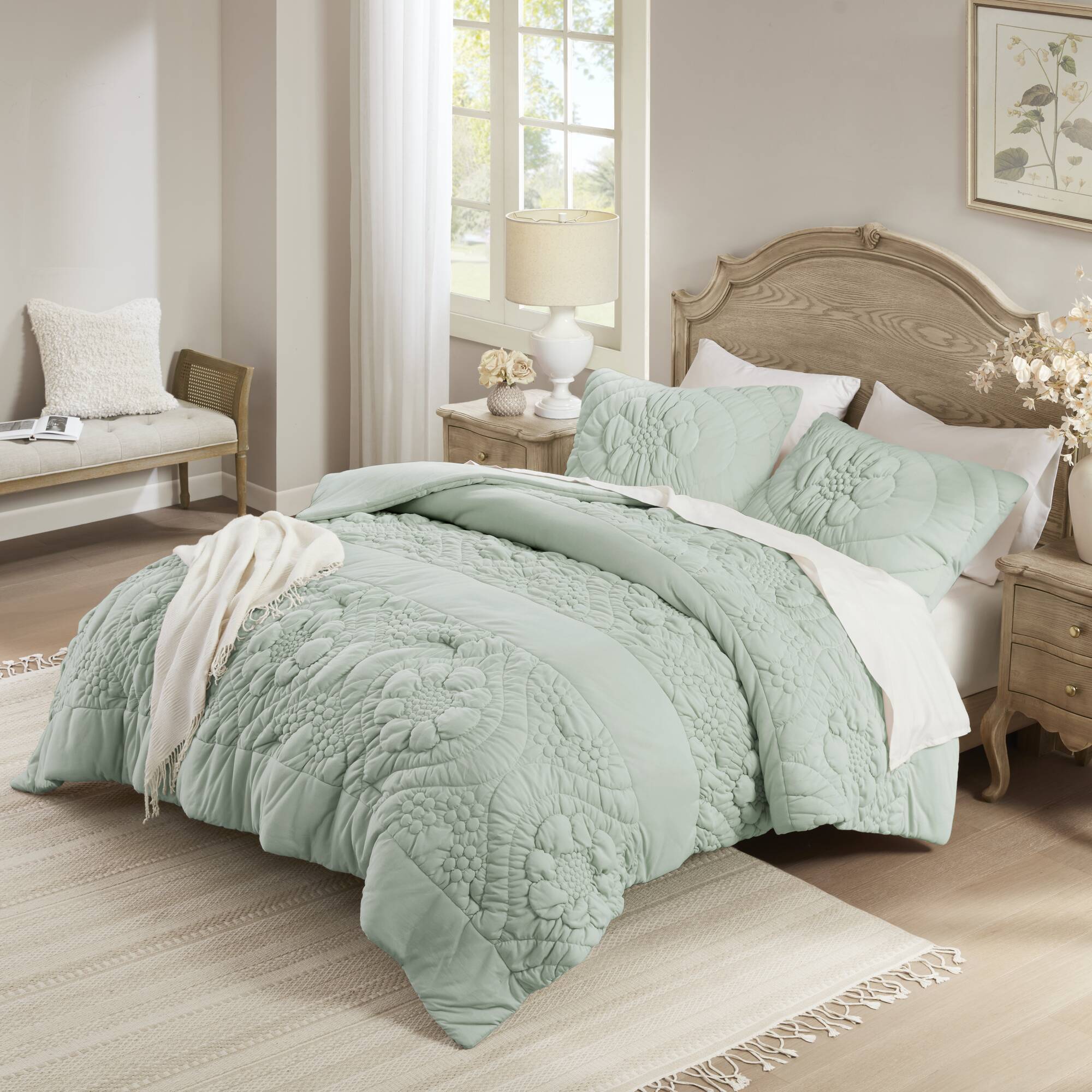 3-Piece Romantic Floral Comforter Set