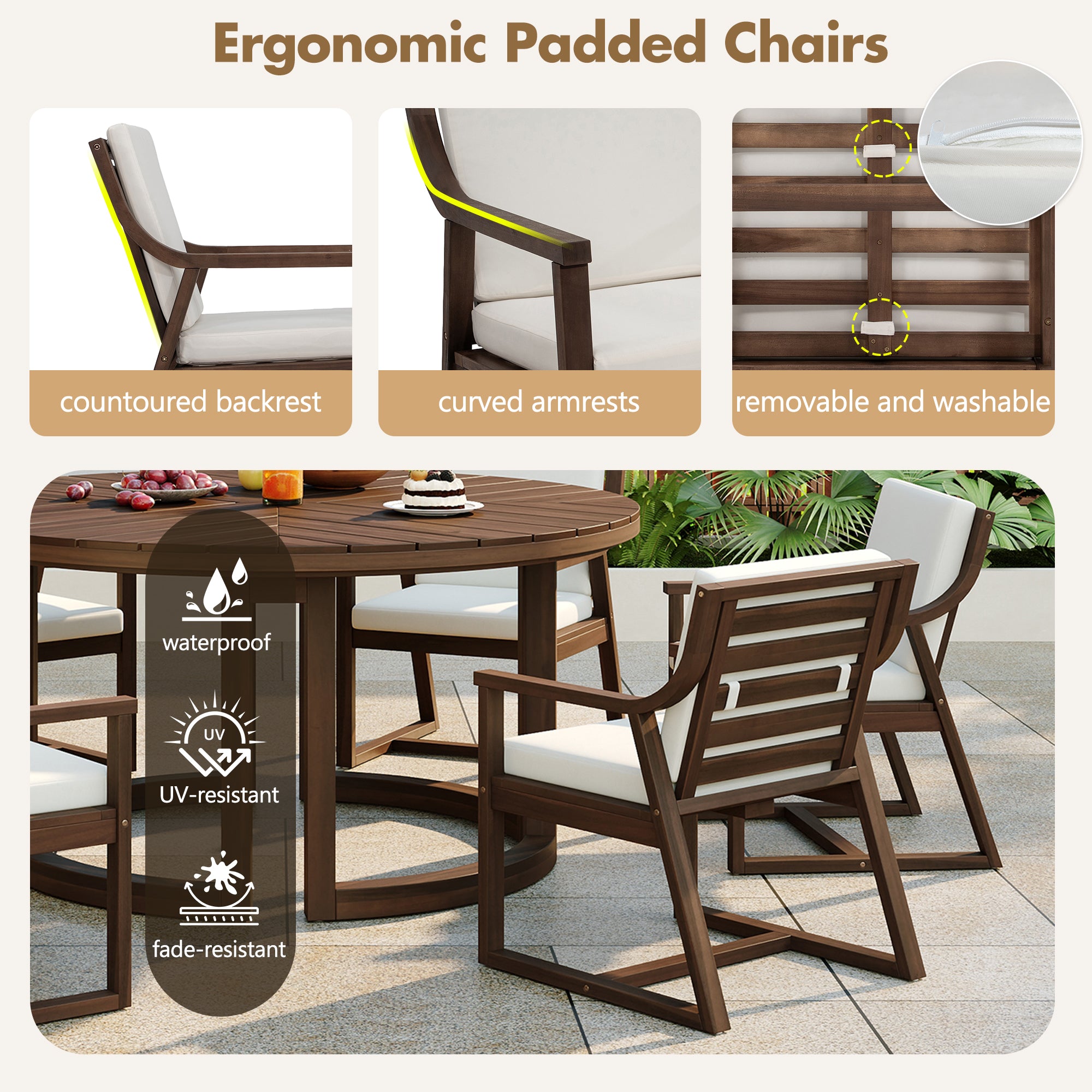 TREXM Patio Dining Table Set for 6