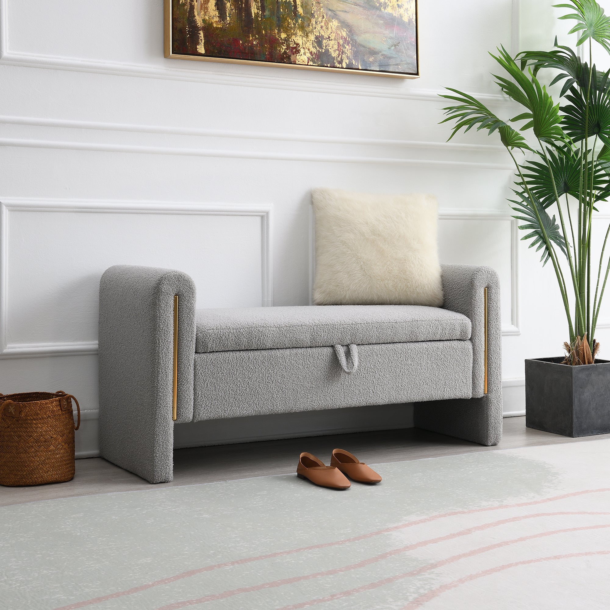 Modern Teddy Bench with Arms and Storage