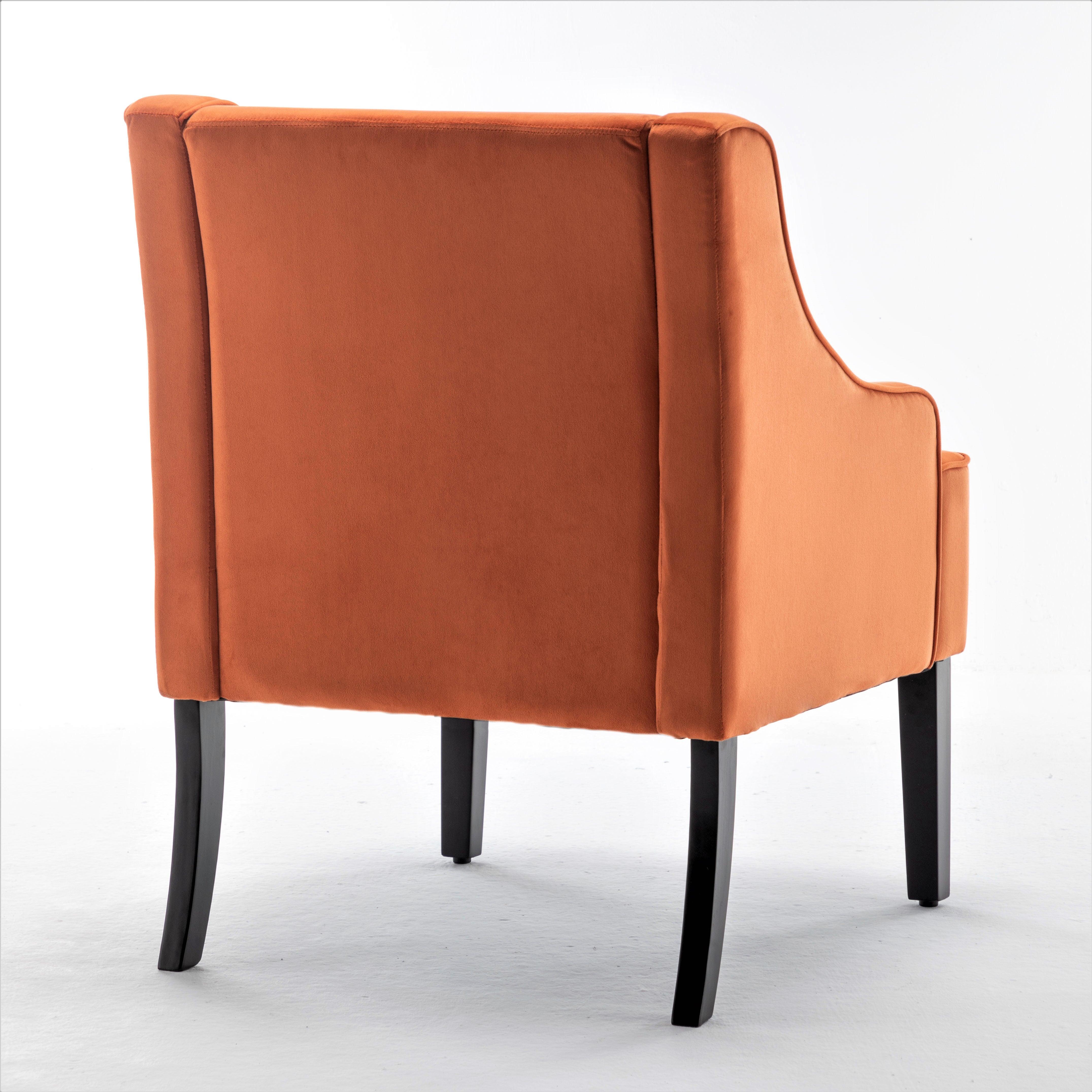 Versatile Upholstered Side Chair, Solid Wood Frame with Recessed Arms, Tapered Front Legs and Flared Back Legs, Foam & Sinuous Springs Cushioned Accent Chair for Entryway Bedroom Dining Room