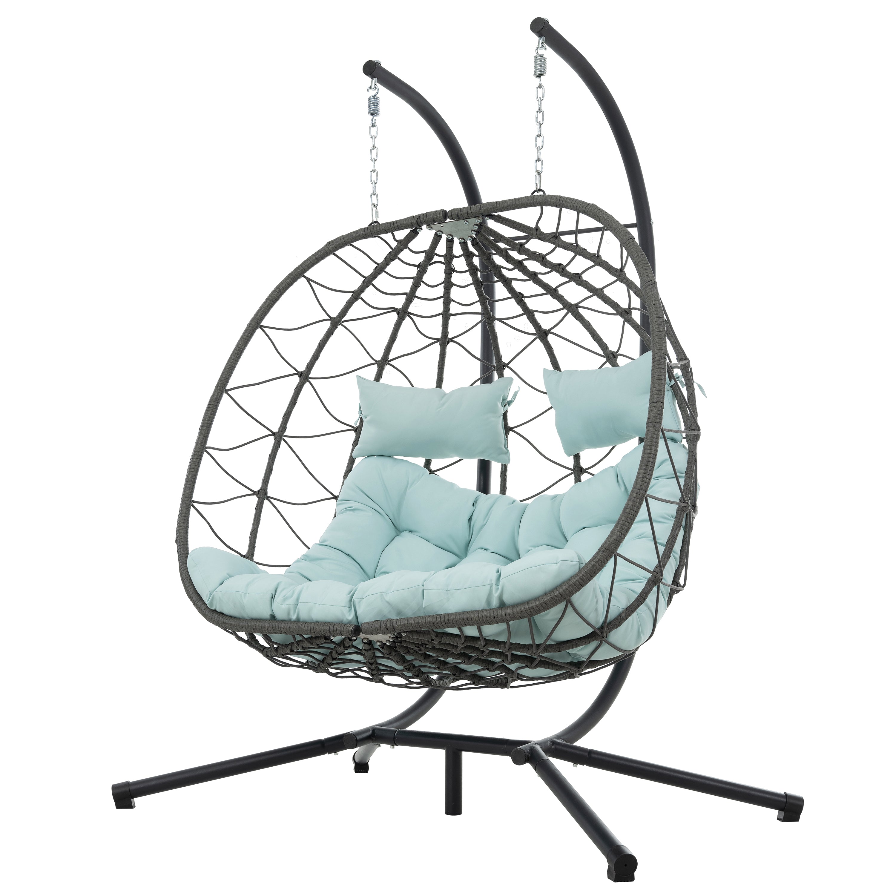2-Person Swinging Egg Chair with Stand