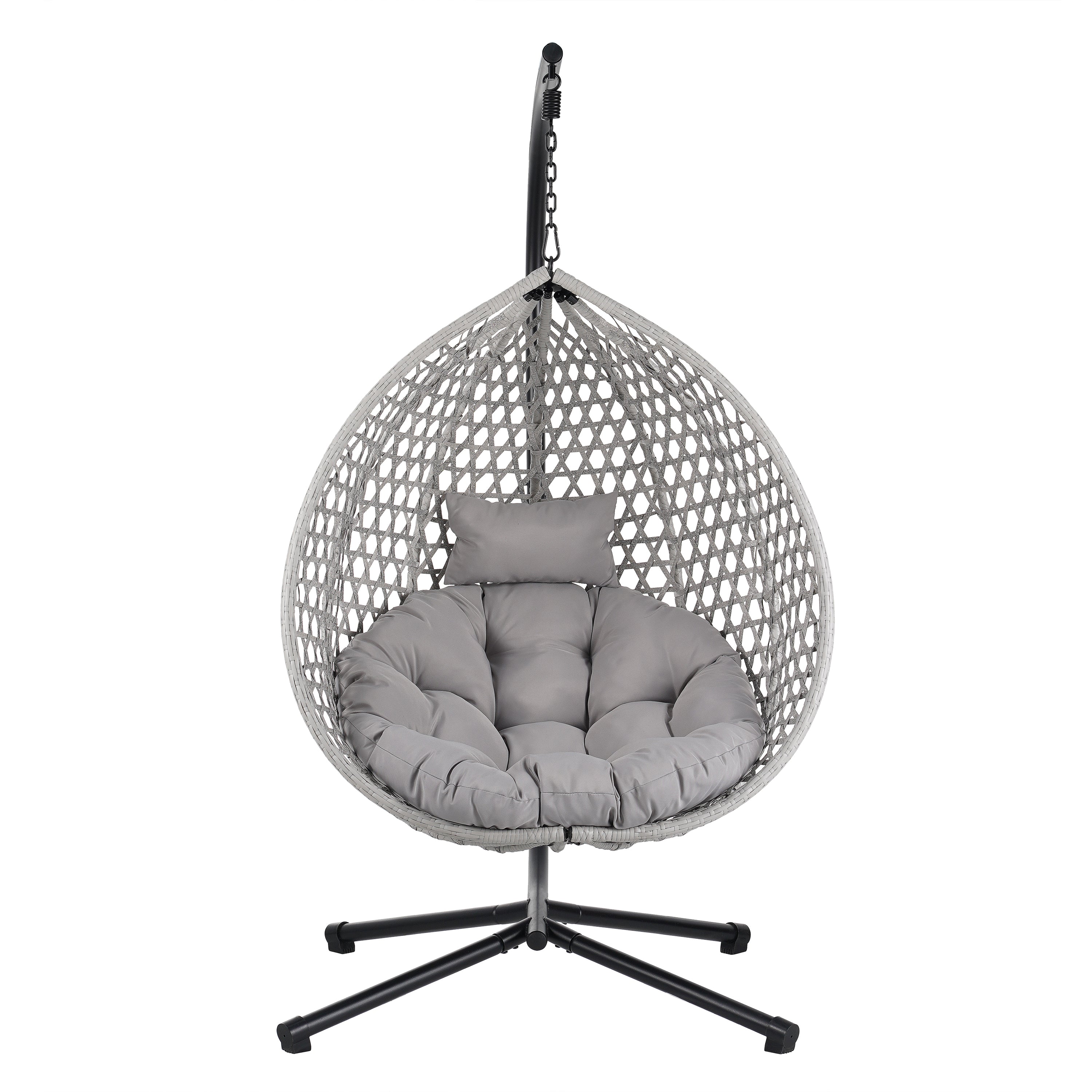 Hanging Swinging Egg Chair with Rattan Weaving, Base Included