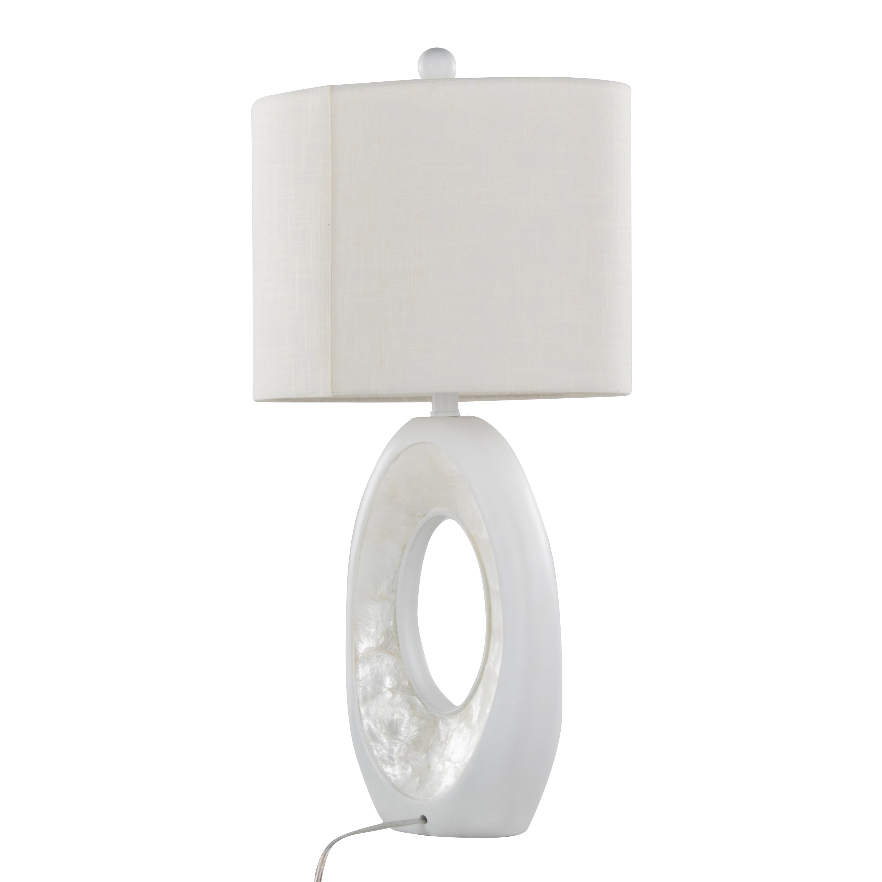 29" Table Lamp with Natural Shell and Linen Shade, Set of 2