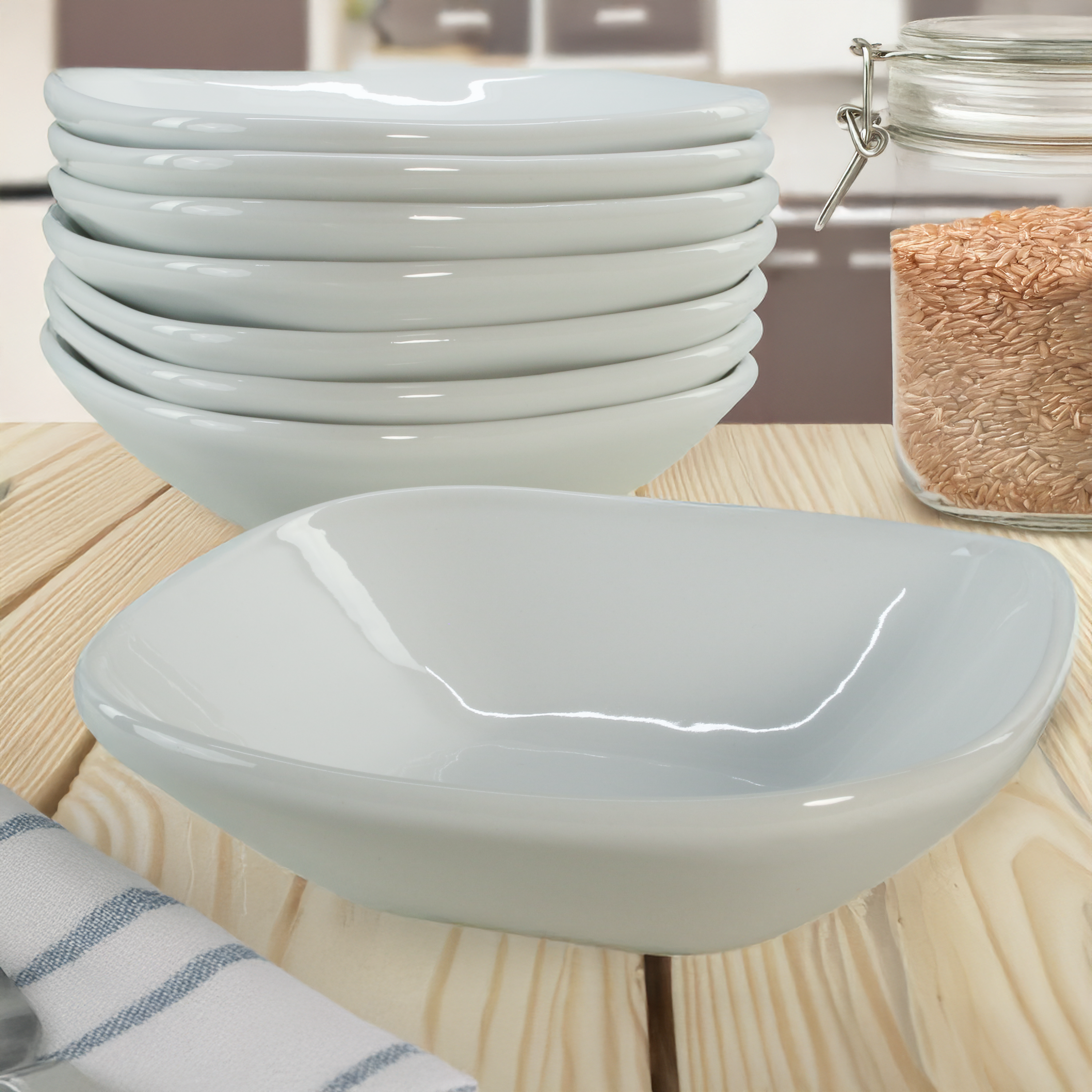 Impulse Square Dinner Bowls, Set of 8
