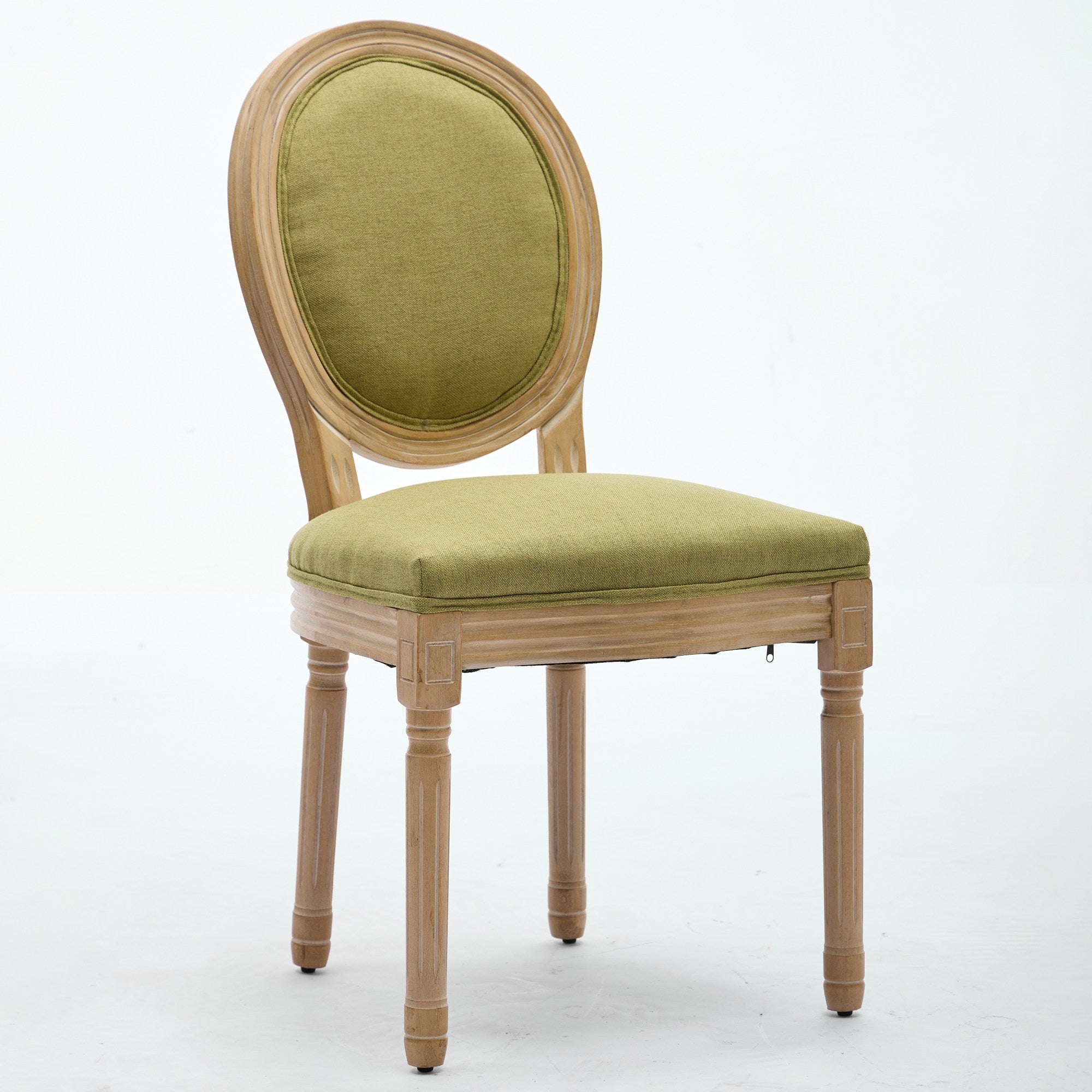 French Country Dining Chairs with Round Upholstered Backrest, Set of 2