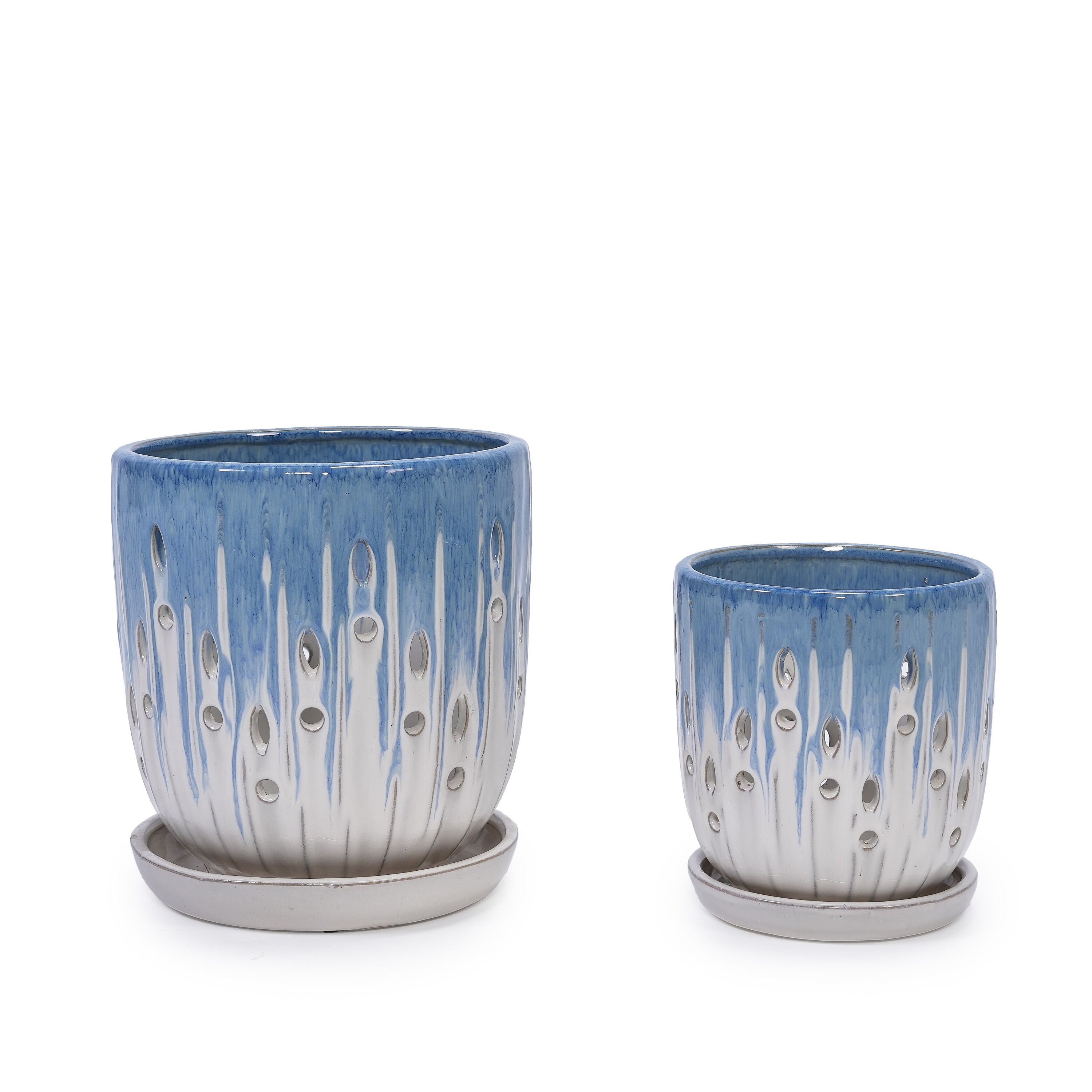 Aven Blue Handmade Ceramic Planter, Set of 2