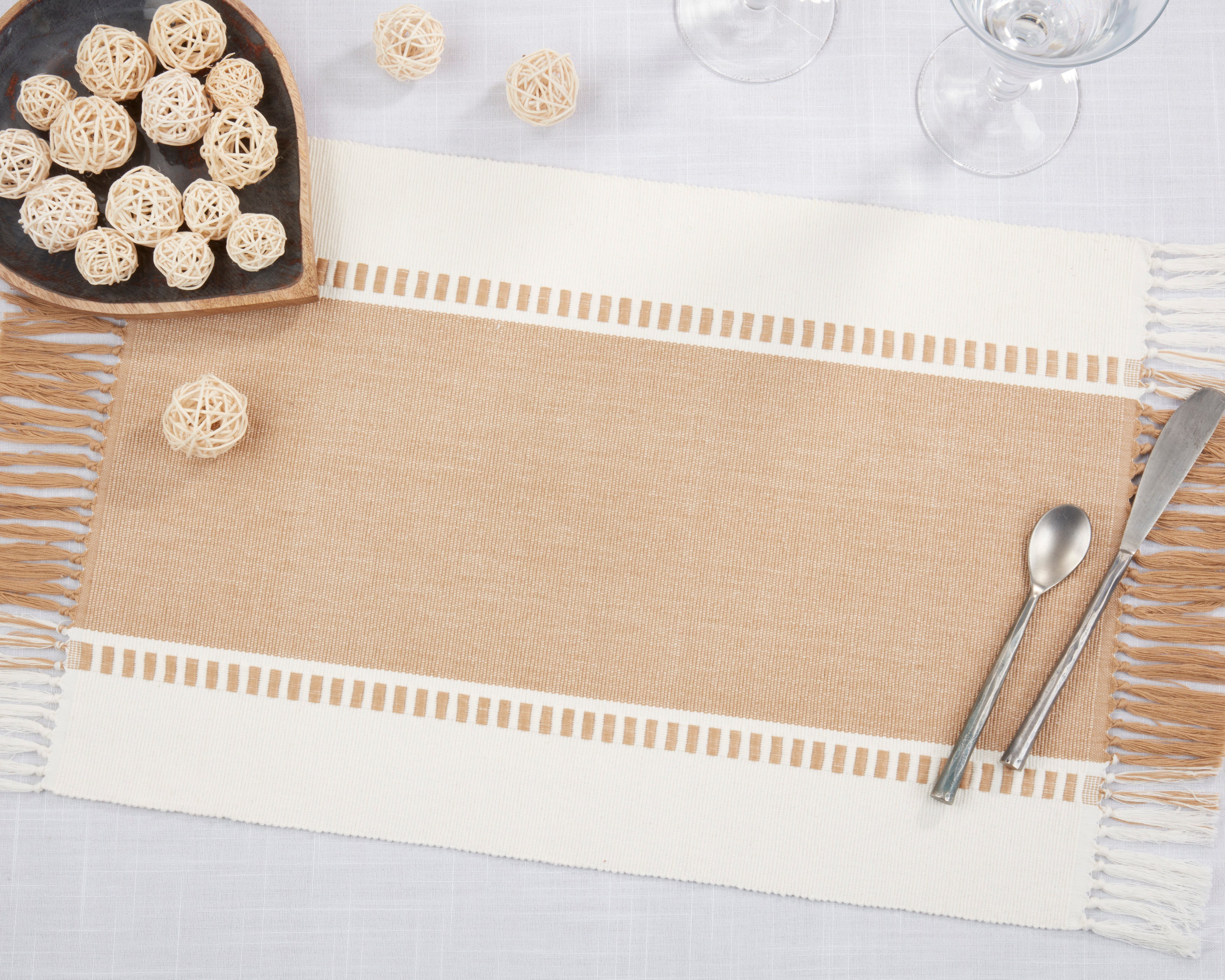 Tassel Trimmed Stripe Placemat, Set of 4