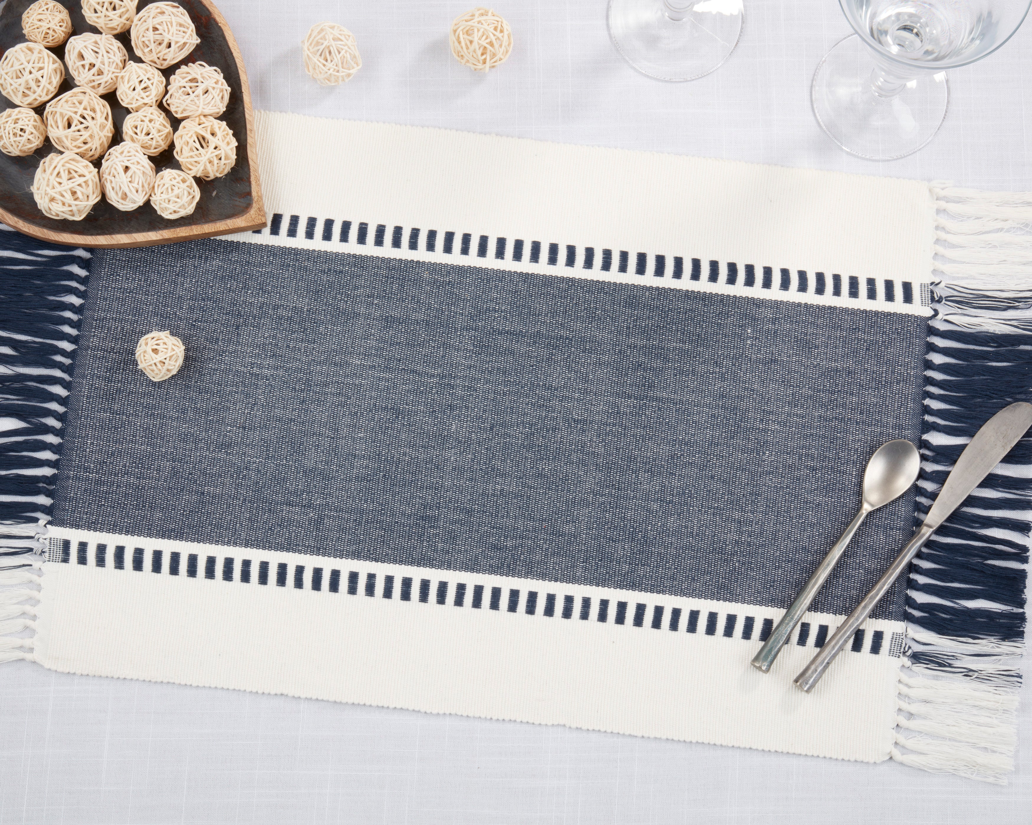 Tassel Trimmed Stripe Placemat, Set of 4
