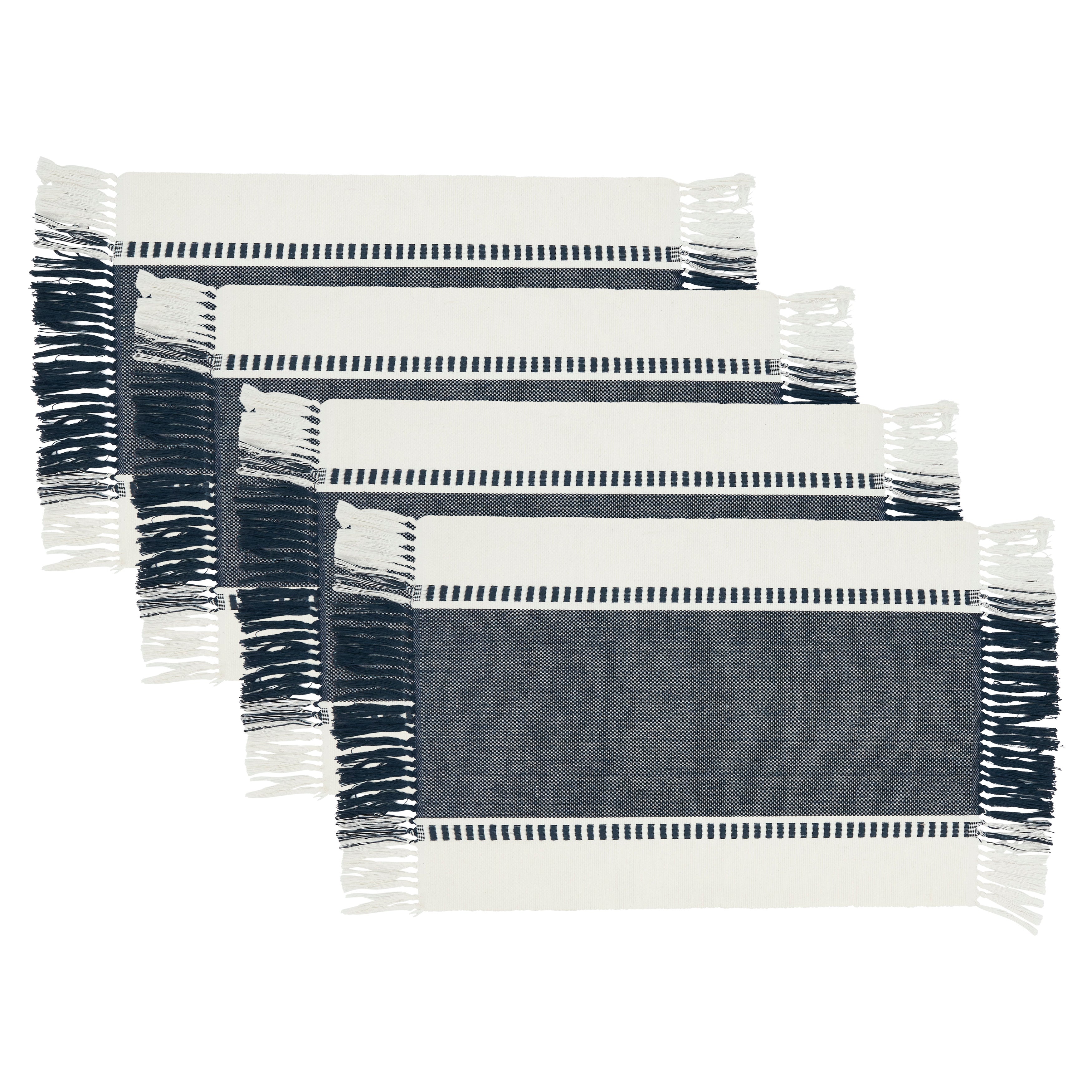 Tassel Trimmed Stripe Placemat, Set of 4