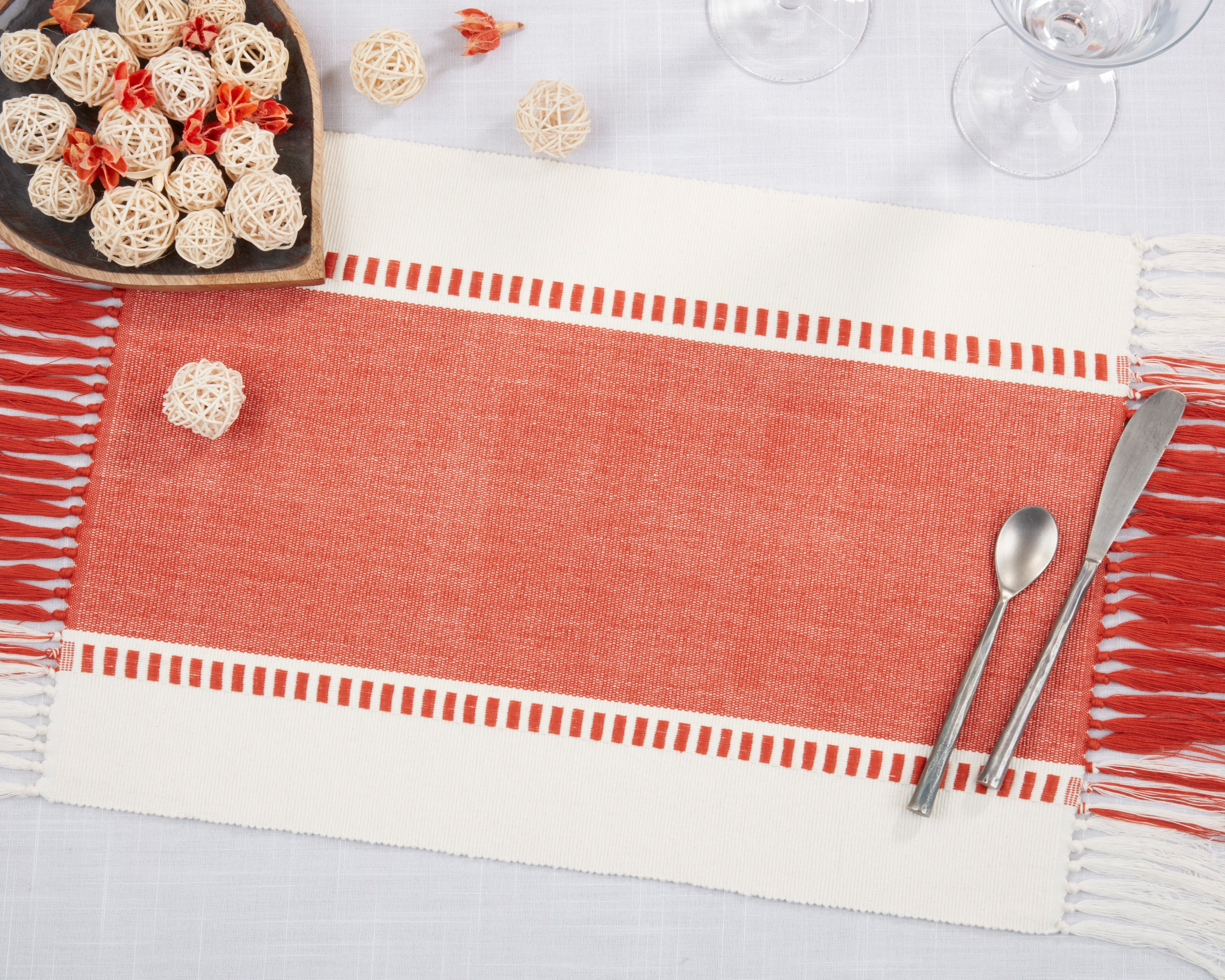 Tassel Trimmed Stripe Placemat, Set of 4