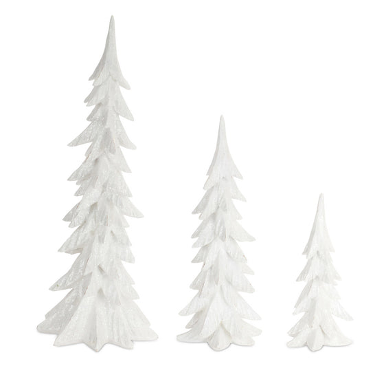 White Shimmer Tabletop Holiday Tree, Set of 3