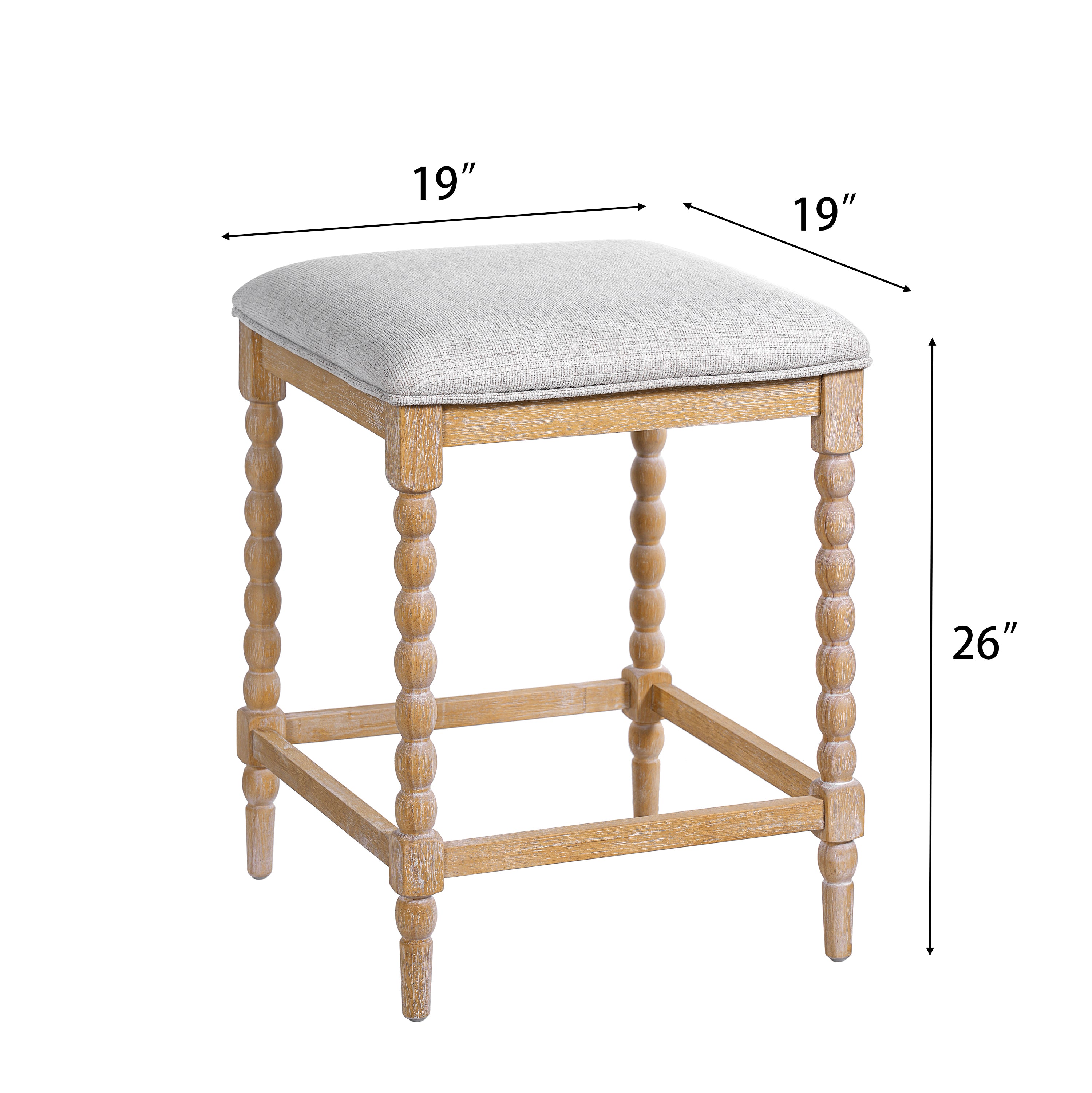 French Country Backless Bobbin Leg Counter Stool