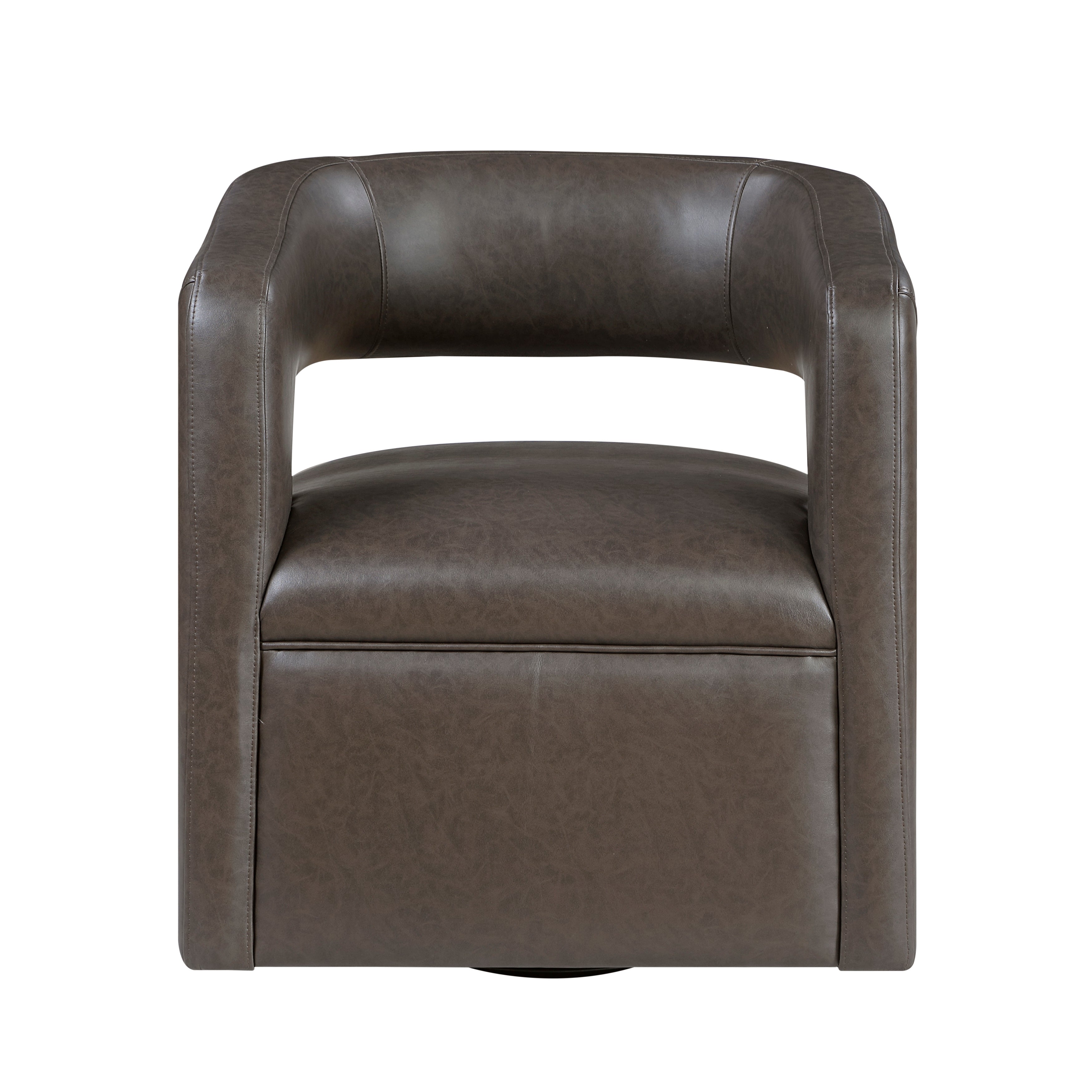 Modern Vegan Leather Open Back Swivel Barrel Accent Chair