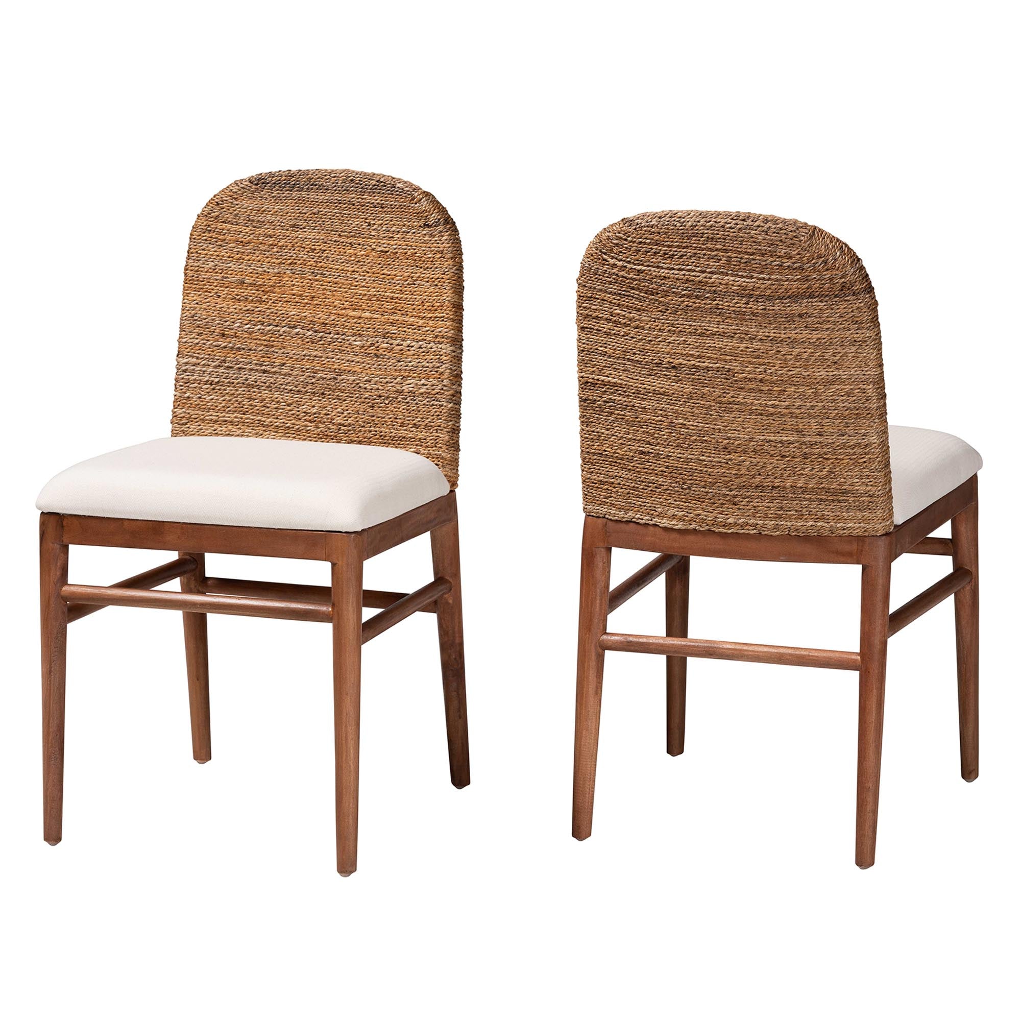 Arias Seagrass and Acacia Wood 2-Piece Dining Chair Set