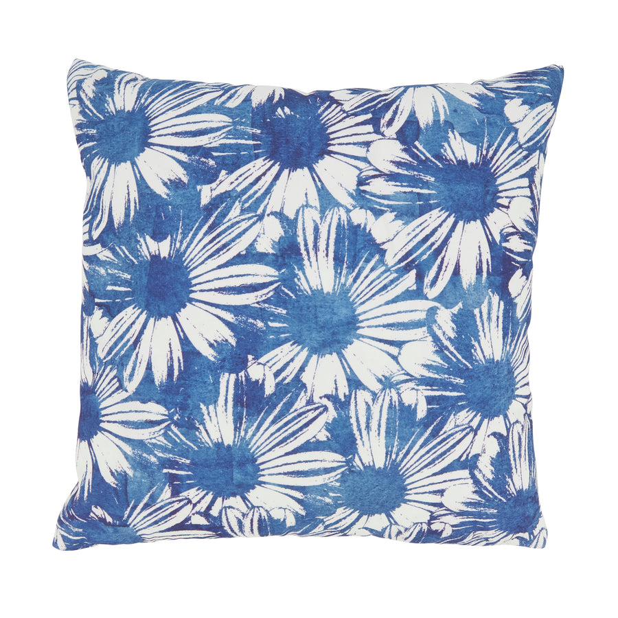 Fresh Floral Outdoor Polyester Filled Throw Pillow