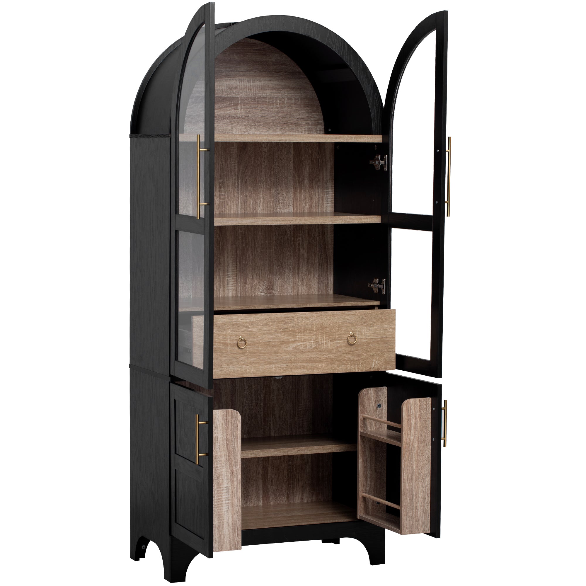 Farmhouse Kitchen Storage Cabinet with Open & Adjustable Shelves